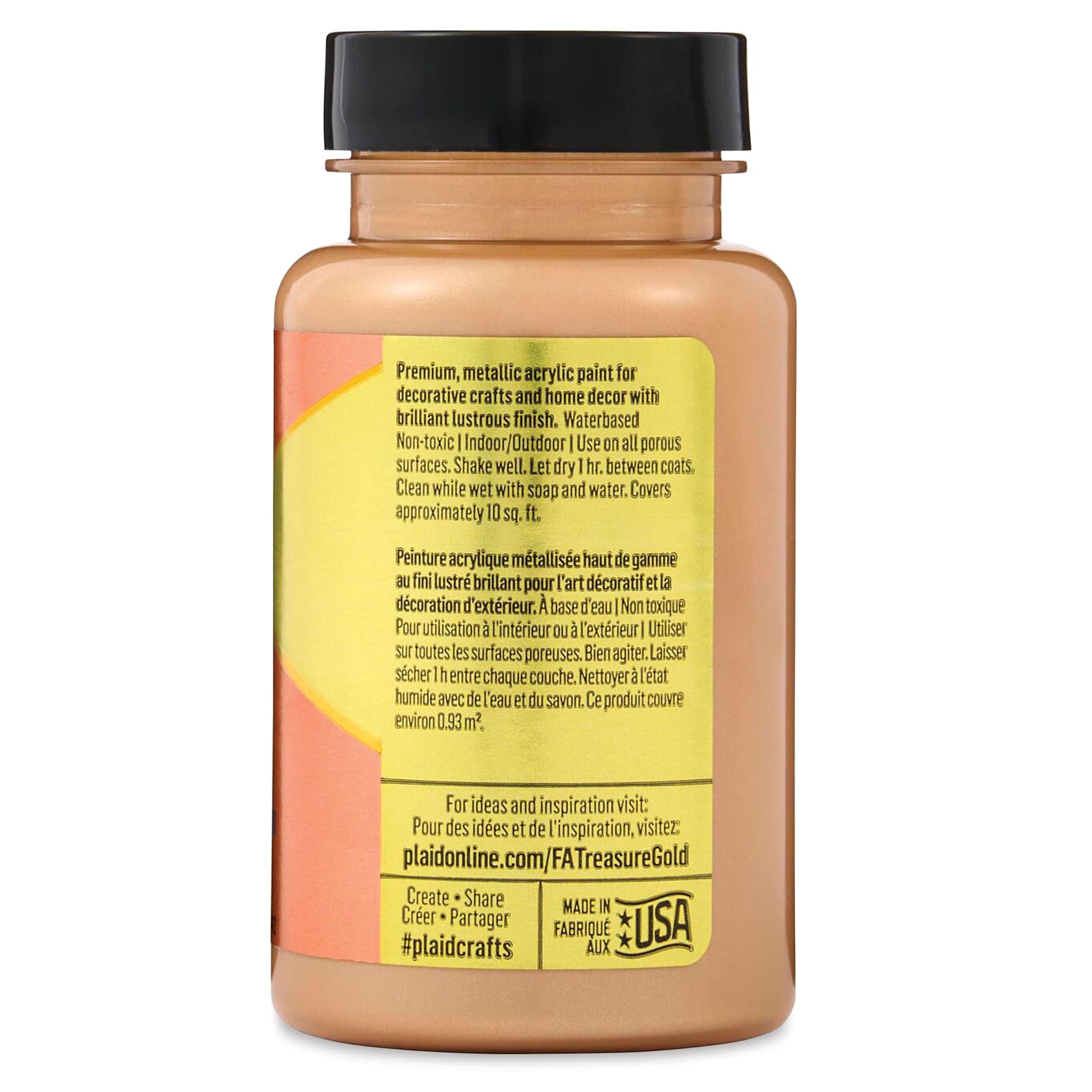 FolkArt Treasure Gold Acrylic Paint - Rose Gold, 4 oz Jar, back