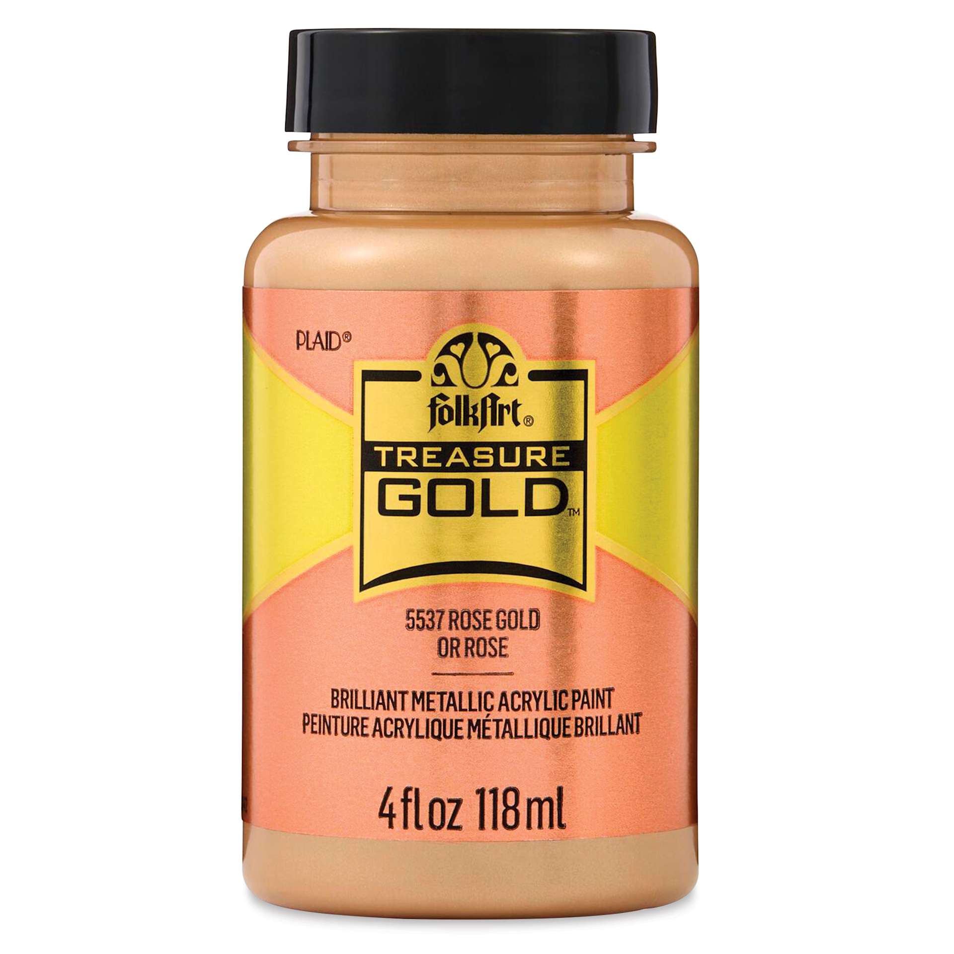 FolkArt Treasure Gold Acrylic Paint - Rose Gold, 4 oz Jar, front