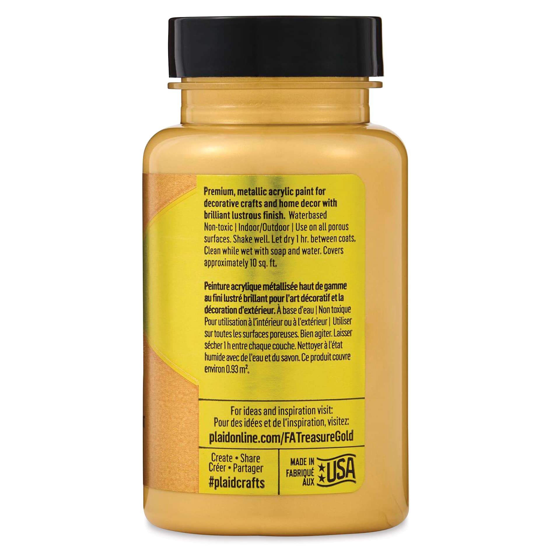 FolkArt Treasure Gold Acrylic Paint - Majestic Gold, 4 oz Jar, back