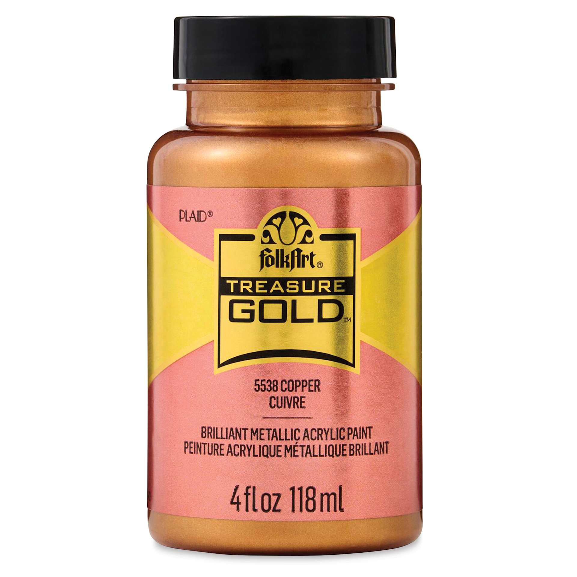 FolkArt Treasure Gold Acrylic Paint - Copper, 4 oz Jar, front