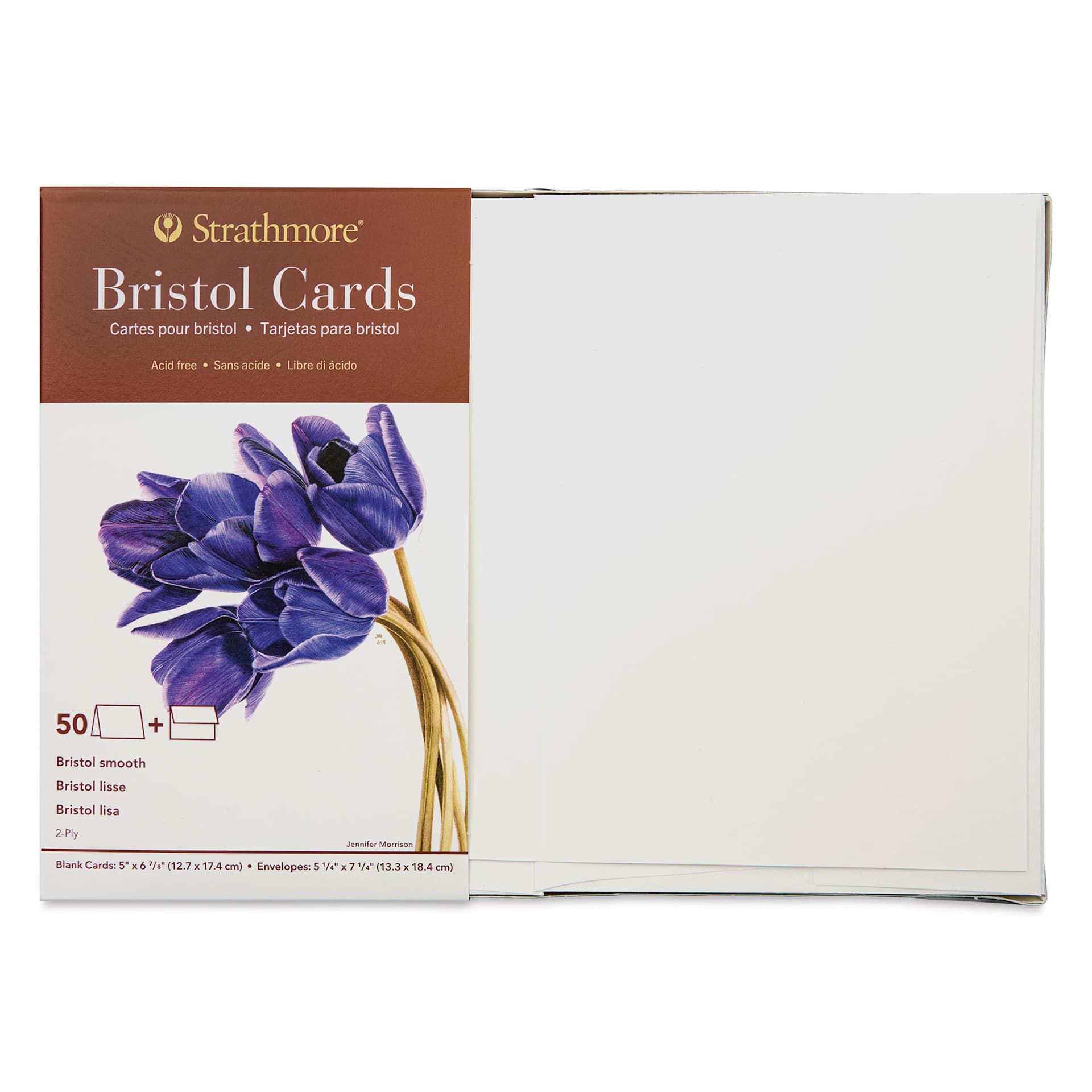 Strathmore 400 Series Bristol Cards and Envelopes - Full Size, Pkg of 50, front of packaging Strathmore 400 Series Bristol Cards and Envelopes - Full Size, Pkg of 50, front of packaging