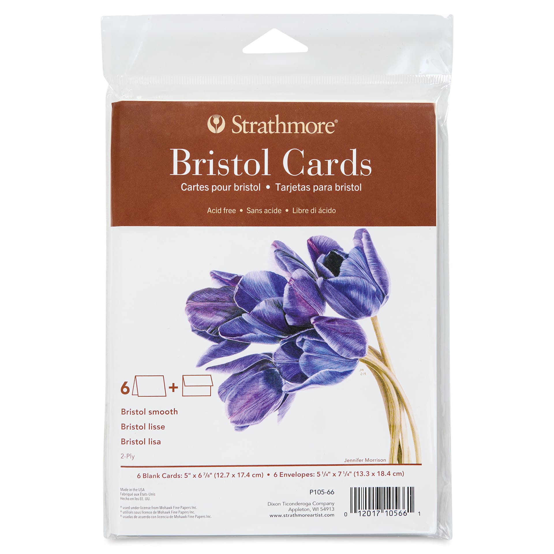 Strathmore 400 Series Bristol Cards and Envelopes - Full Size, Pkg of 6, front of the packaging