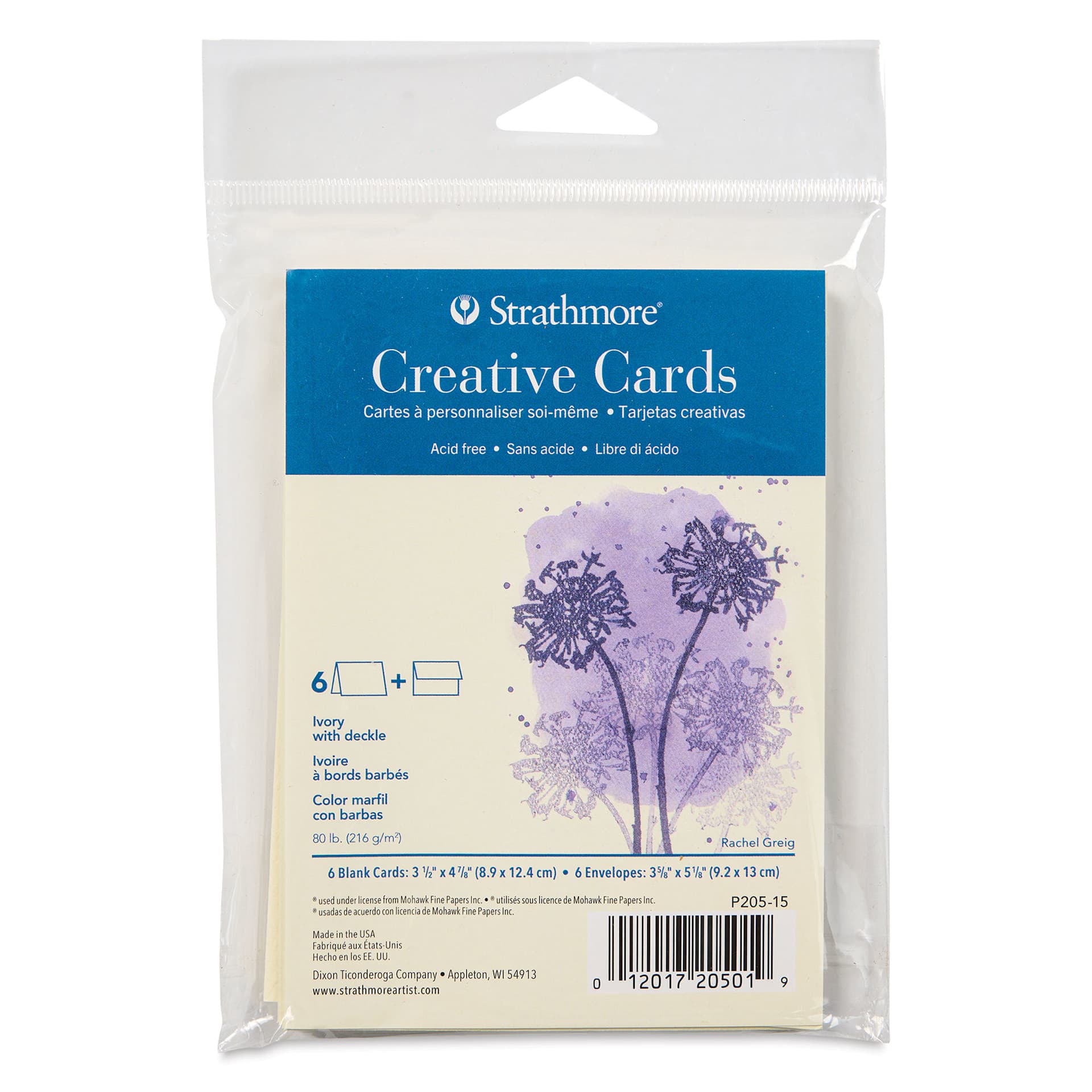 Full Size, Ivory with Deckle, front of the package of 6
