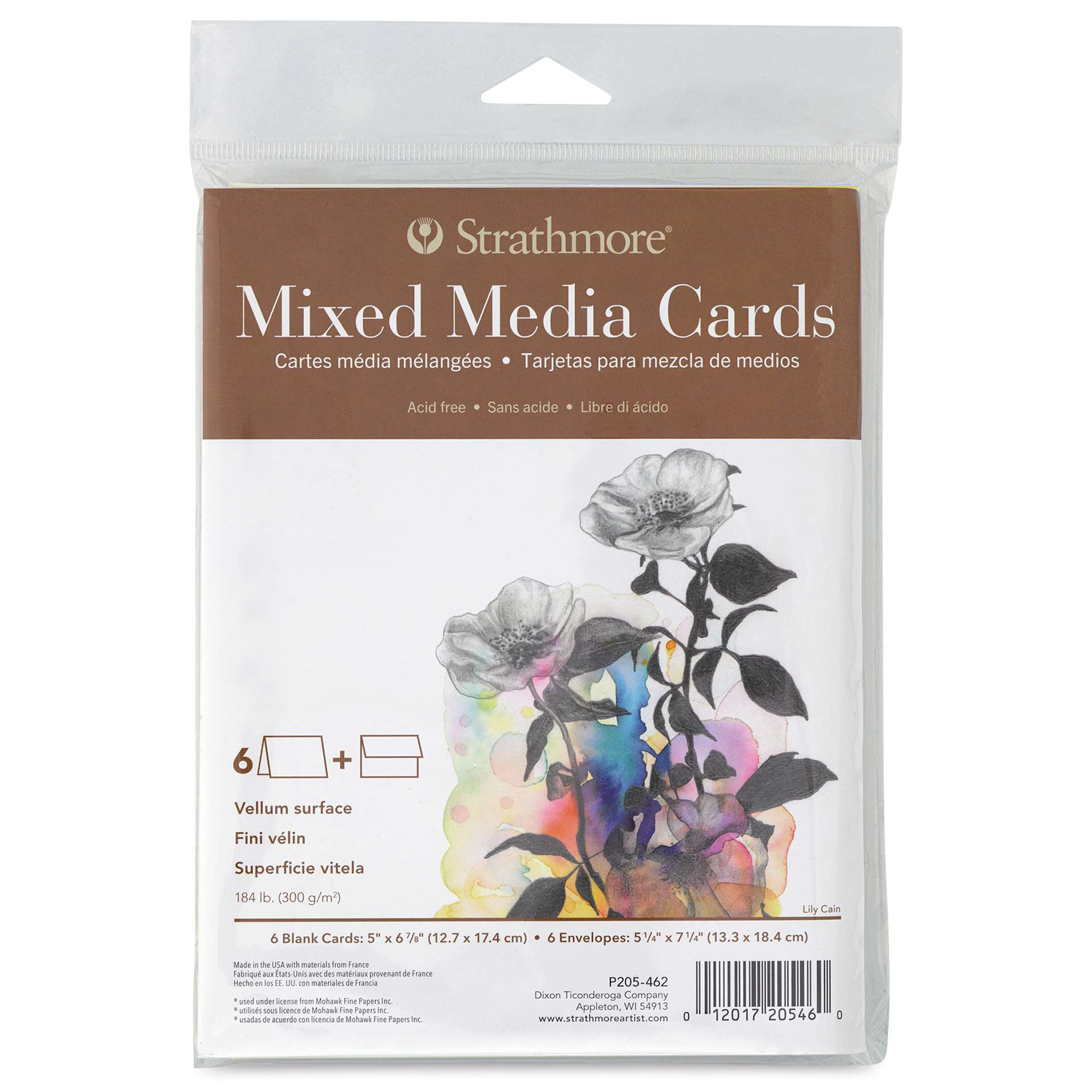 Strathmore 400 Series Mixed Media Cards and Envelopes - Full Size, front of the package of 6