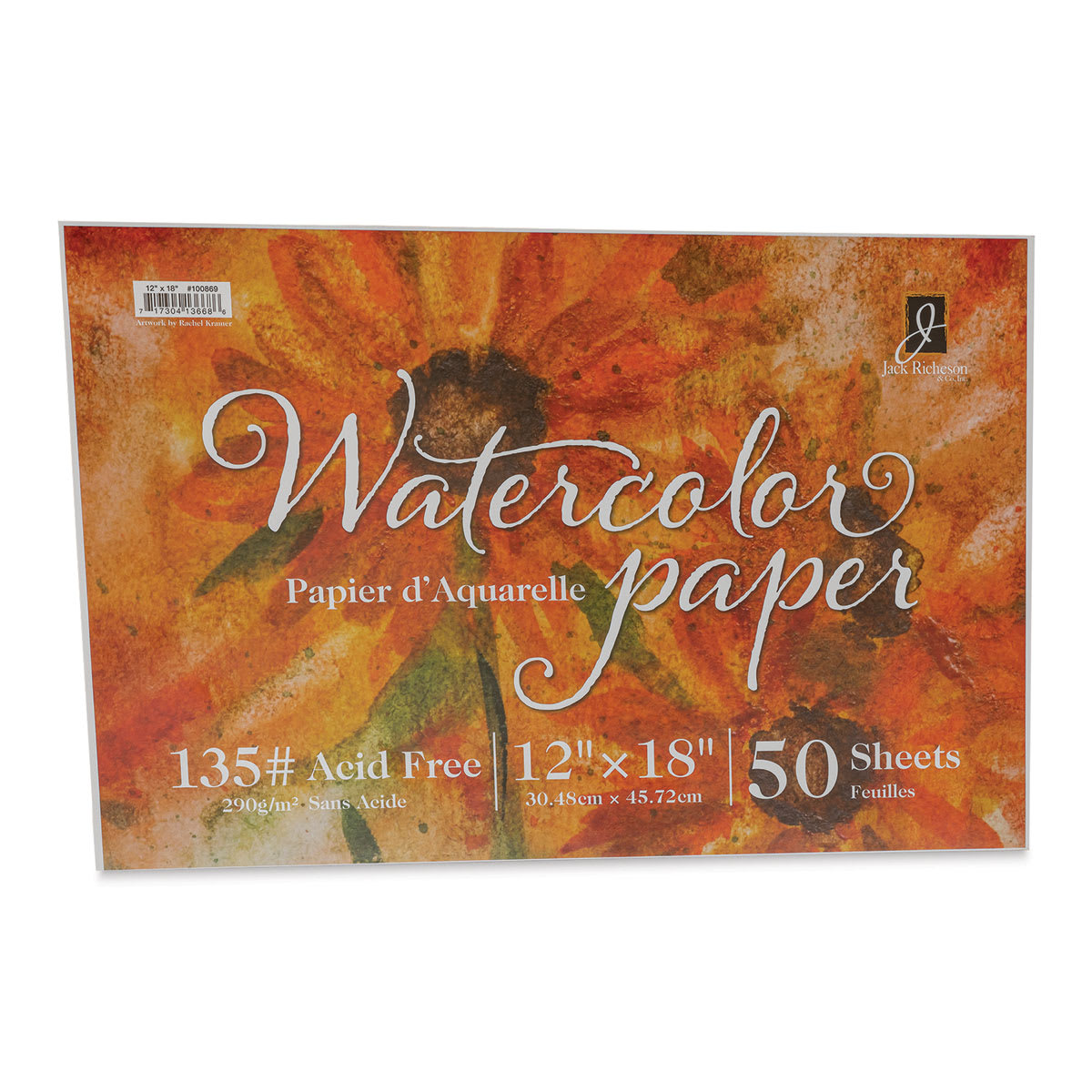 Richeson Bulk Watercolor Paper - 12" x 18", 135 lb, Pkg of 50 Sheets
