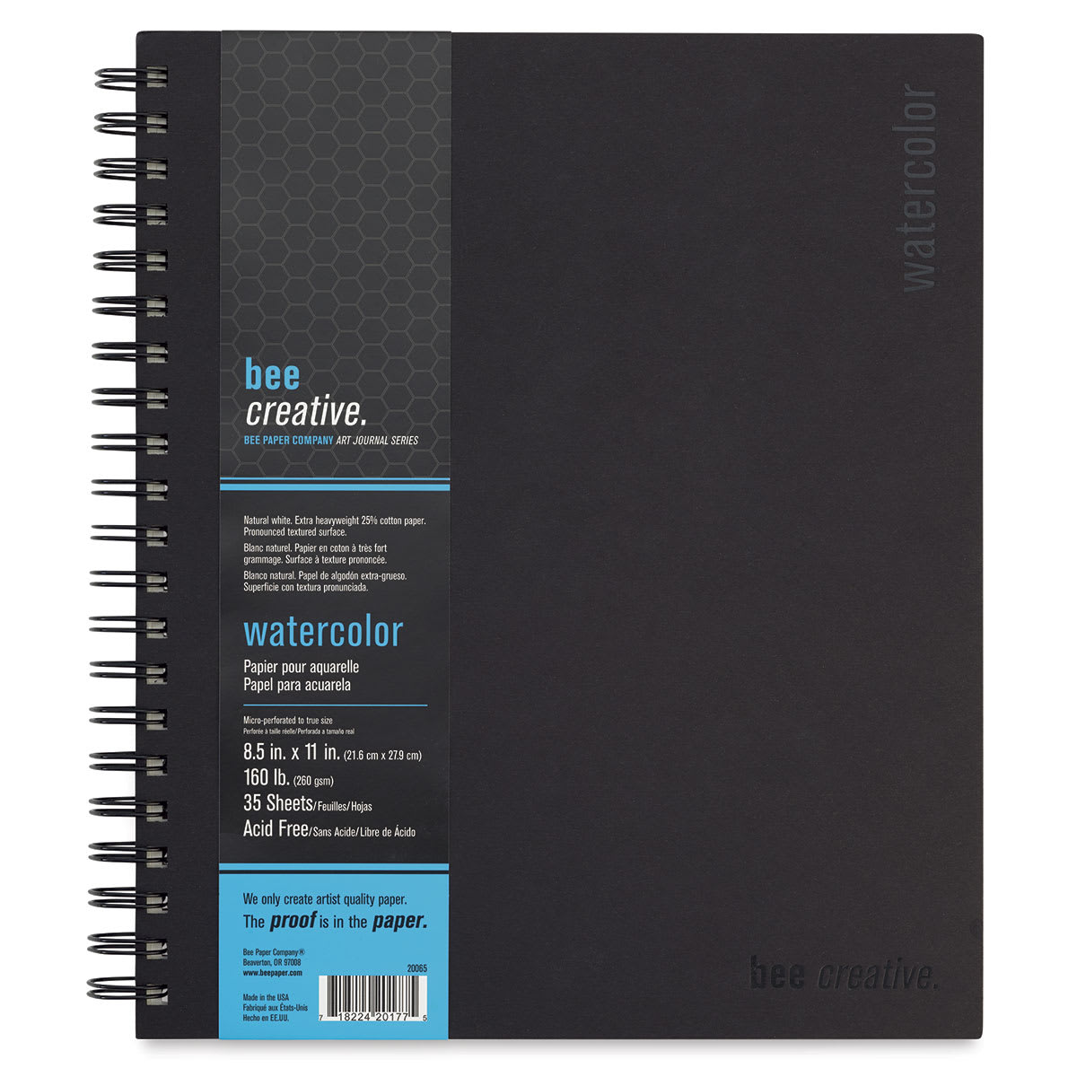 Bee Creative Watercolor Book - 11" x 8-1/2", 35 Sheets, 140 lb, wire bound (front cover of the book)