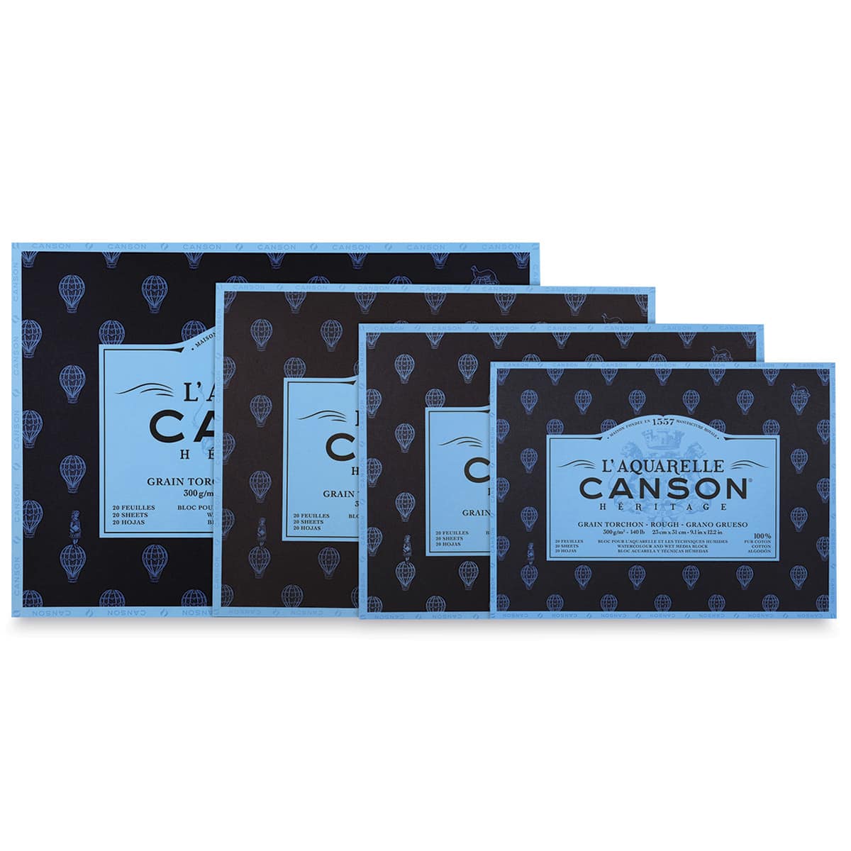 L’Aquarelle Canson Héritage Watercolor Paper - Several sizes of Rough press Blocks shown L’Aquarelle Canson Héritage Watercolor Paper - Several sizes of Rough press Blocks shown