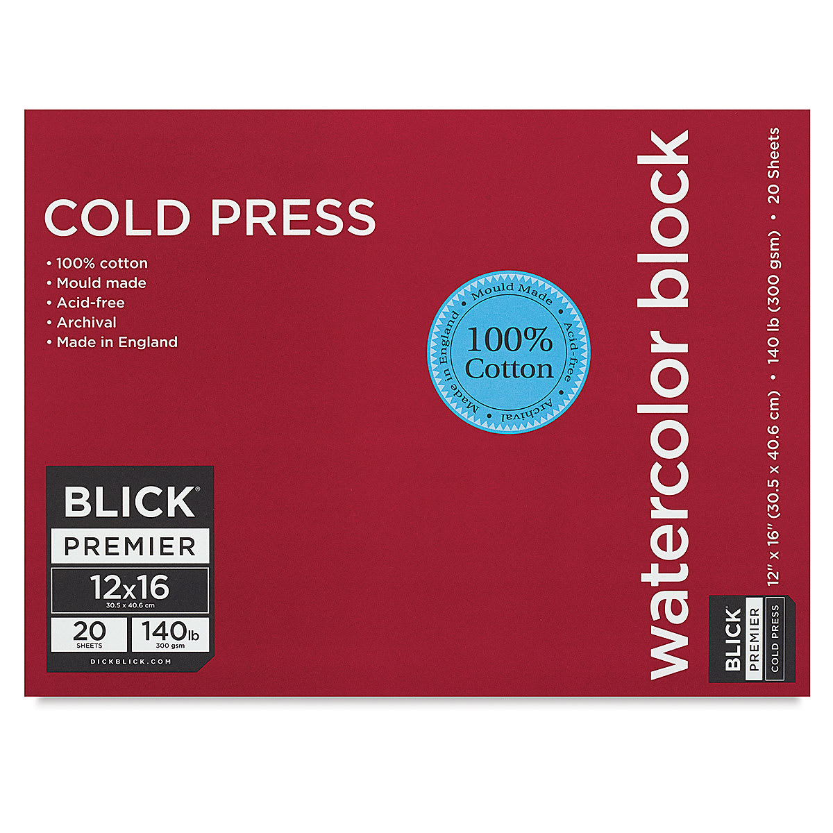 Blick Premier Watercolor Block - 12" x 16", Cold Press, 140 lb, 20 Sheets