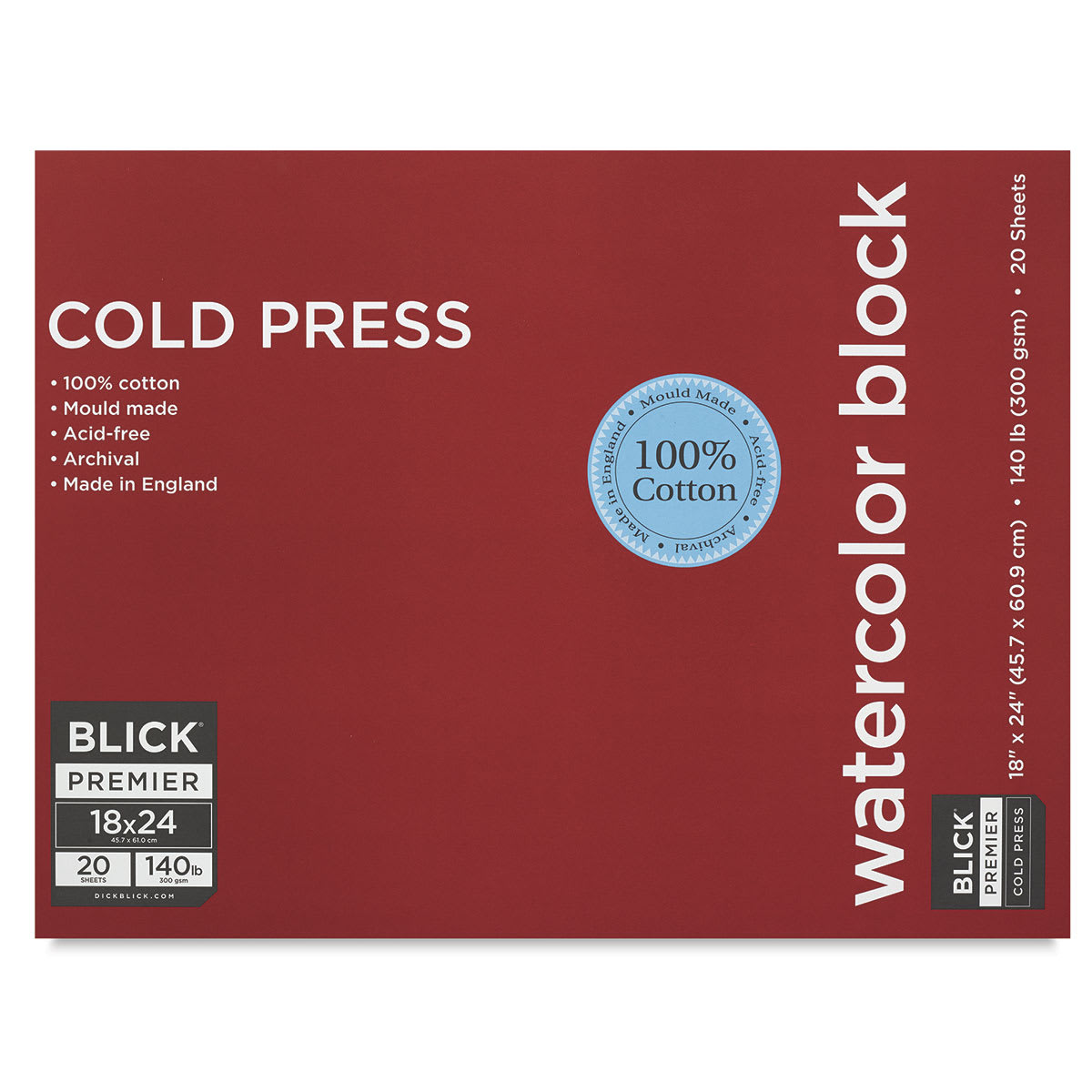 Premier Watercolor Block, 20 Sheets Cold Press 18" x 24" Front Cover
Premier Watercolor Block, 20 Sheets Cold Press 18" x 24" Front Cover