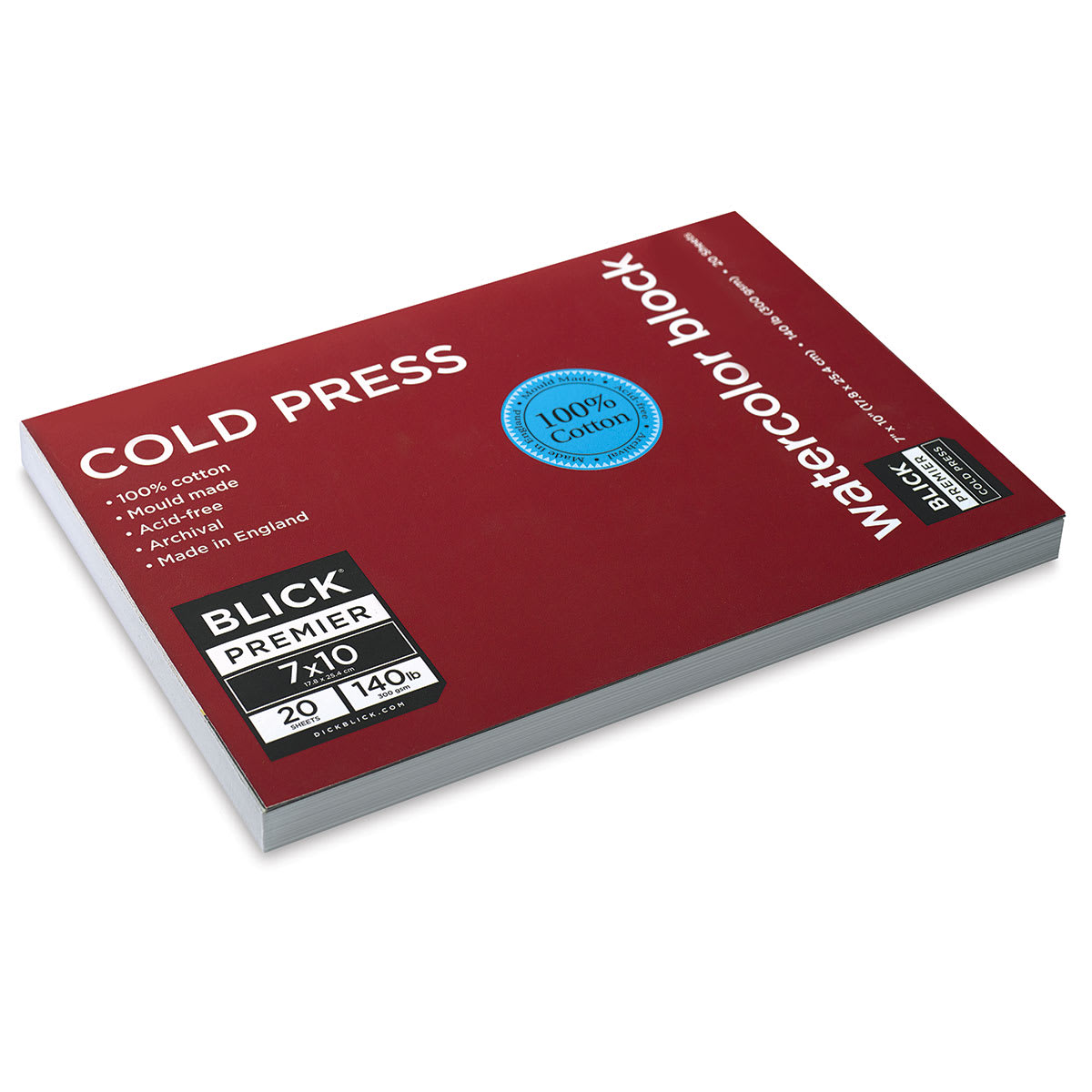 Premier Watercolor Block, 20 Sheets Cold Press 7" x 10" Front Cover Premier Watercolor Block, 20 Sheets Cold Press 7" x 10" Front Cover