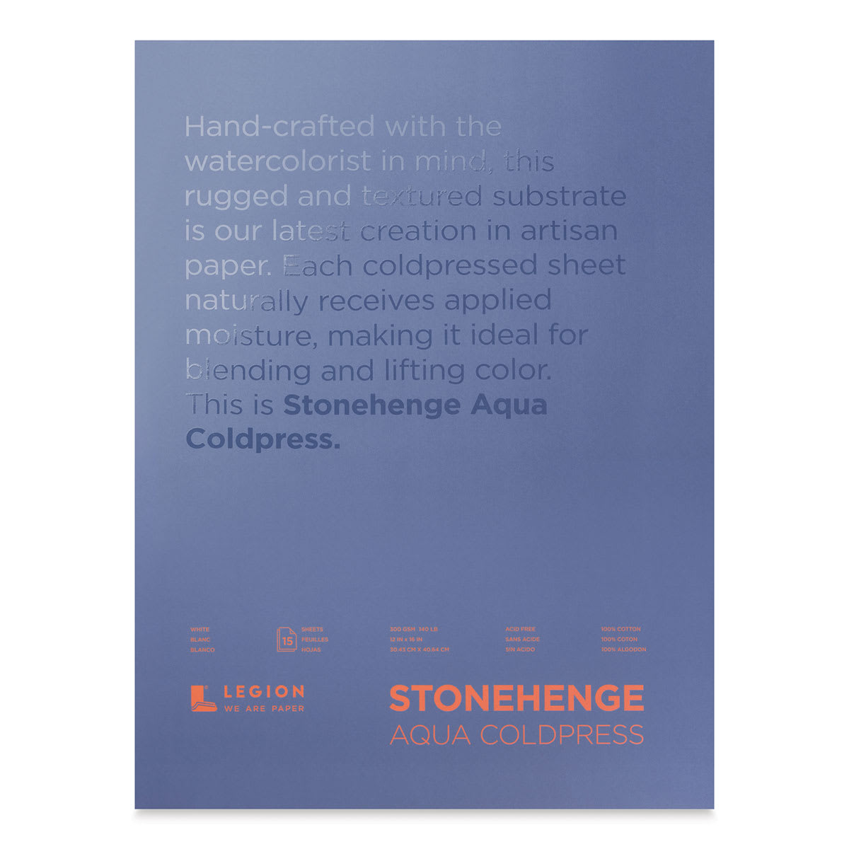 Legion Stonehenge Aqua Watercolor Block - Cold Press, 12" x 16", 140 lb, 15 Sheets
