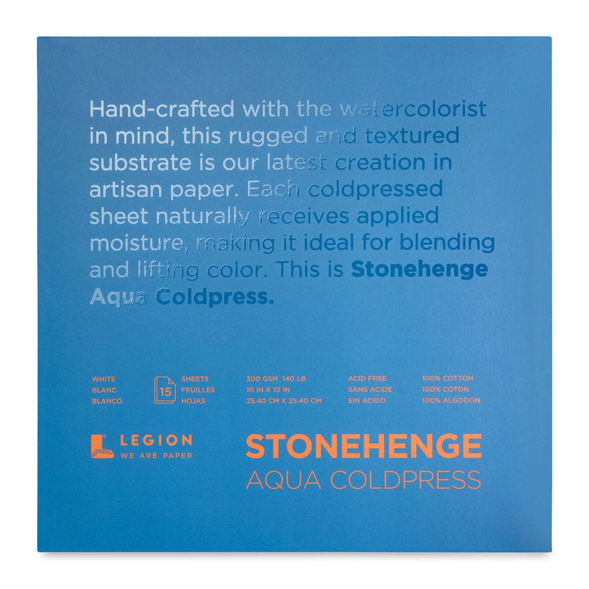 Legion Stonehenge Aqua Watercolor Blocks - Front Cover of 10" x 10" Coldpress Pad