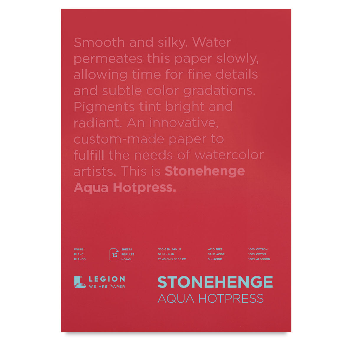 Legion Stonehenge Aqua Watercolor Blocks - Front Cover of 10" x 14" Hotpress Pad Legion Stonehenge Aqua Watercolor Blocks - Front Cover of 10" x 14" Hotpress Pad