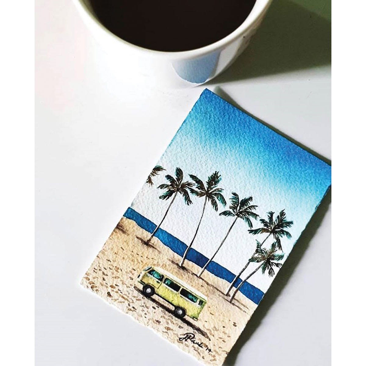 Legion Stonehenge Aqua Watercolor Blocks (Artwork of beach scene by J. Paule)