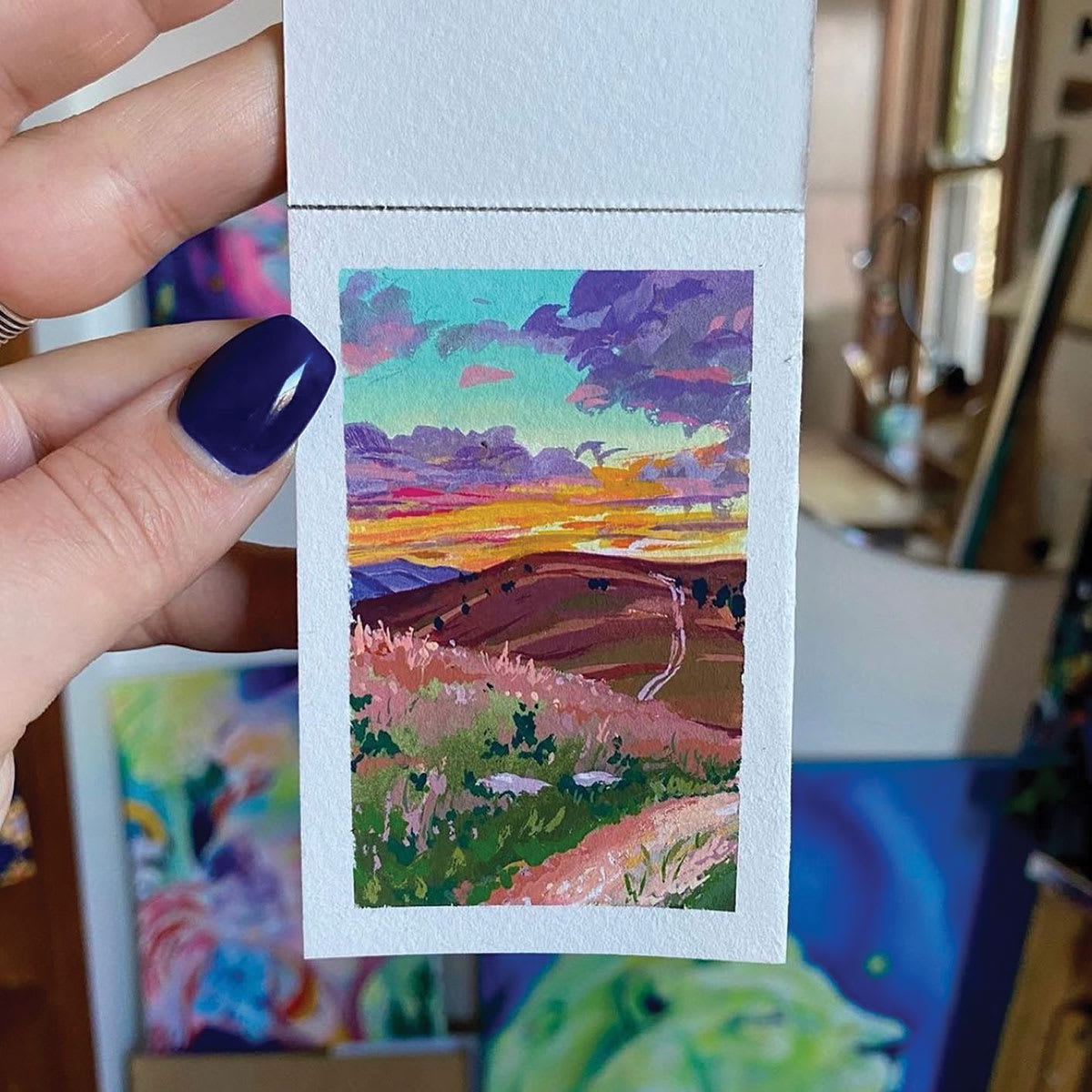 Legion Stonehenge Aqua Watercolor Blocks (Artwork of landscape by Lily Klose)