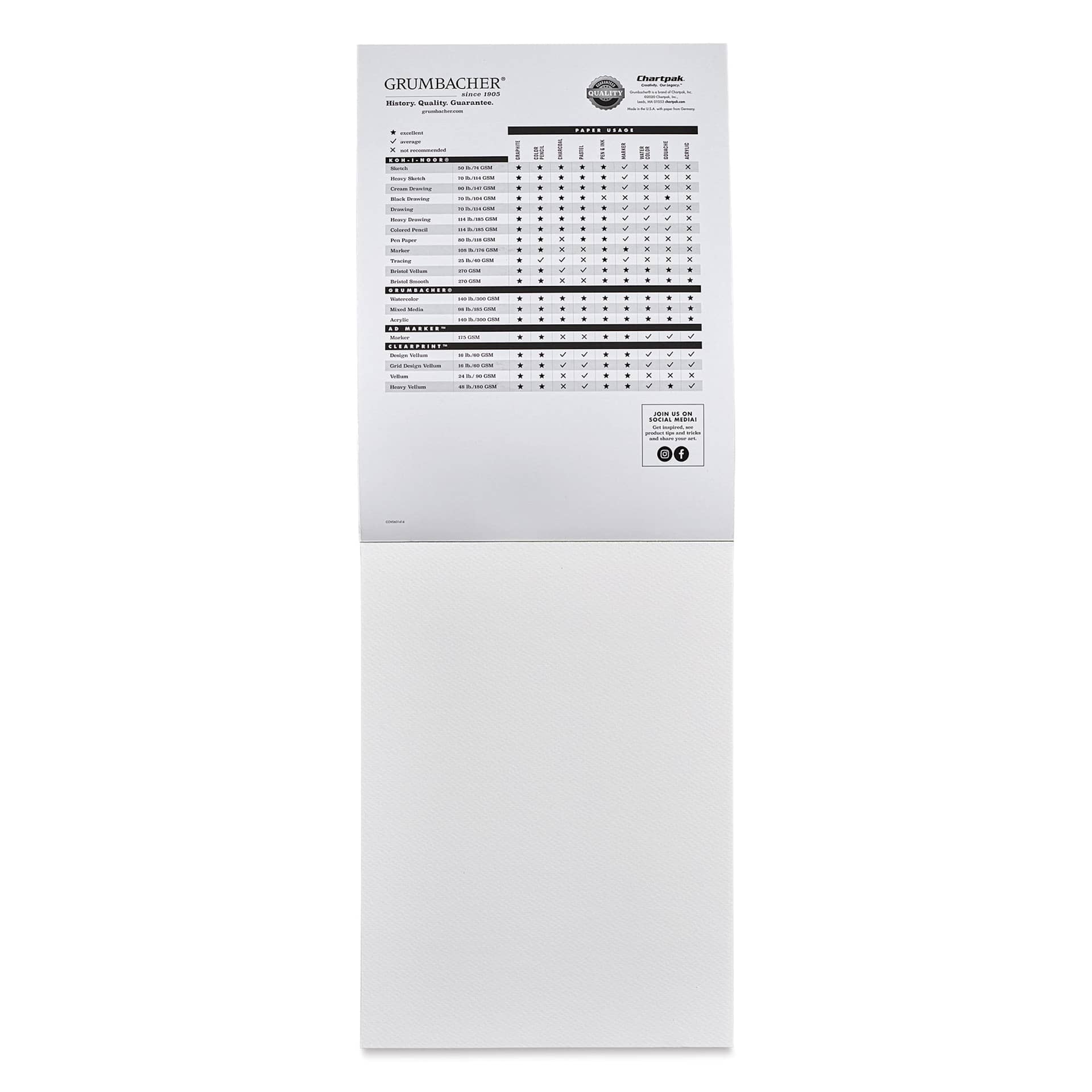 Grumbacher Watercolor Tapebound Pad - 11" x 15", 30 Sheets, 140 lb open to first page