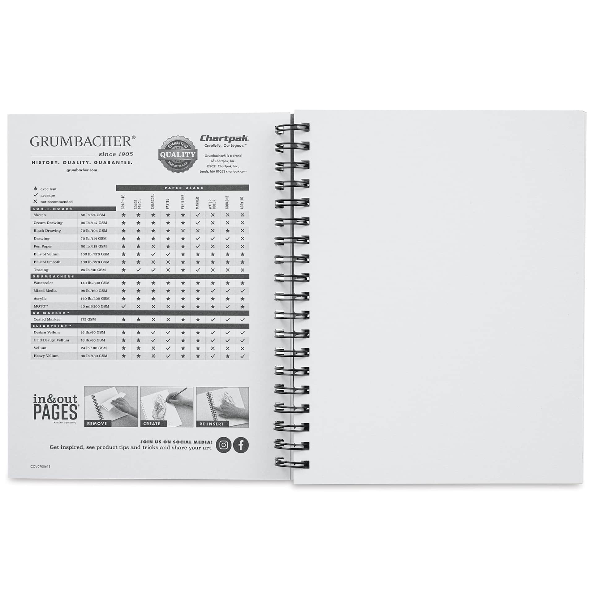 Grumbacher Watercolor In & Out Pad - 7" x 10", 60 Sheets - Open to show first page