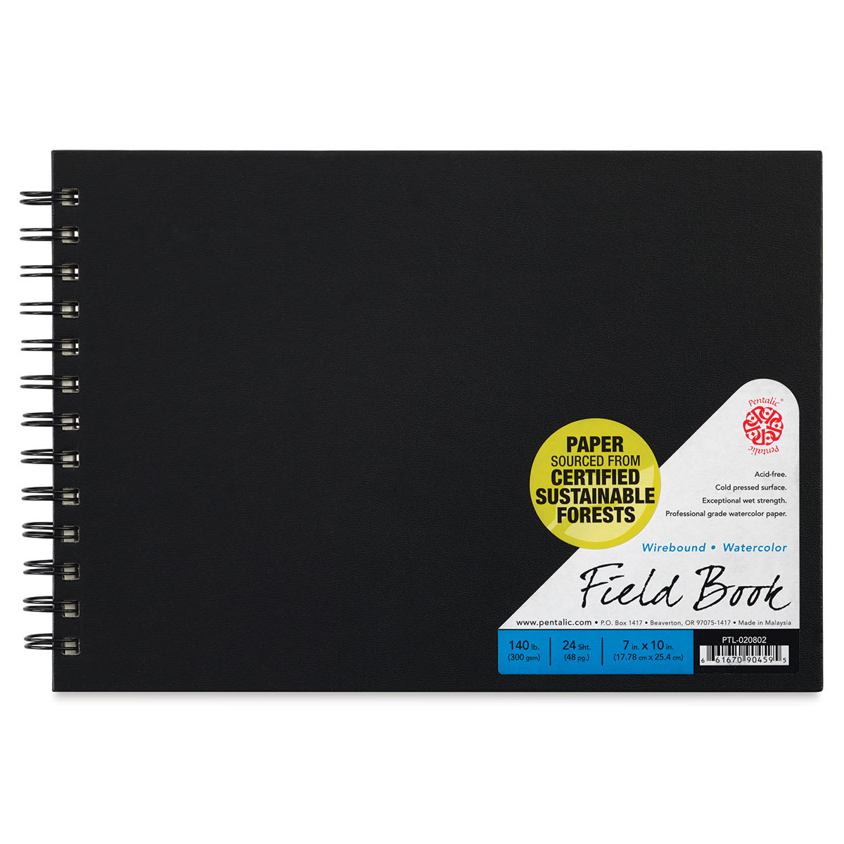 Pentalic Watercolor Field Book - 7'' x 10'', 24 Sheets