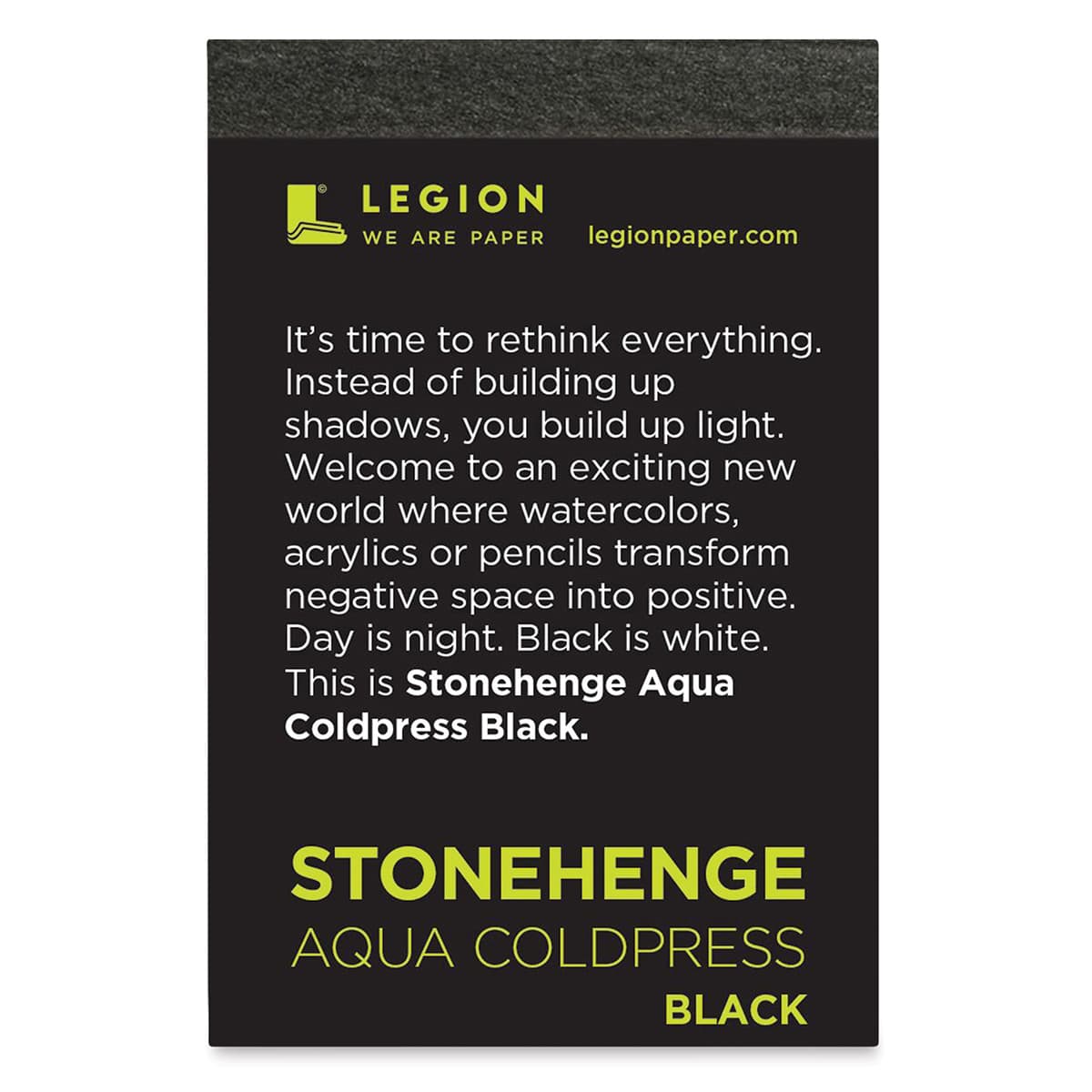 Legion Stonehenge Aqua Black Watercolor Paper Pad - 2-1/2" x 3-3/4", Cold Press, 10 Sheets Legion Stonehenge Aqua Black Watercolor Paper Pad - 2-1/2" x 3-3/4", Cold Press, 10 Sheets