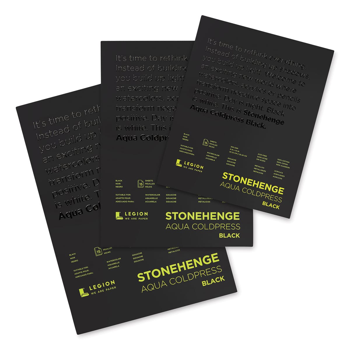 Legion Stonehenge Aqua Black Watercolor Paper Pads - Cold Press, Assorted Sizes Legion Stonehenge Aqua Black Watercolor Paper Pads - Cold Press, Assorted Sizes