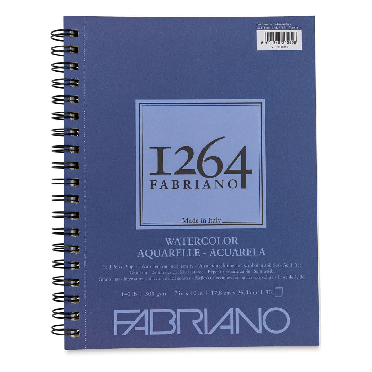 Fabriano 1264 Watercolor Pad, 7" x 10", Spiral, 30 Sheets, Portrait Fabriano 1264 Watercolor Pad, 7" x 10", Spiral, 30 Sheets, Portrait