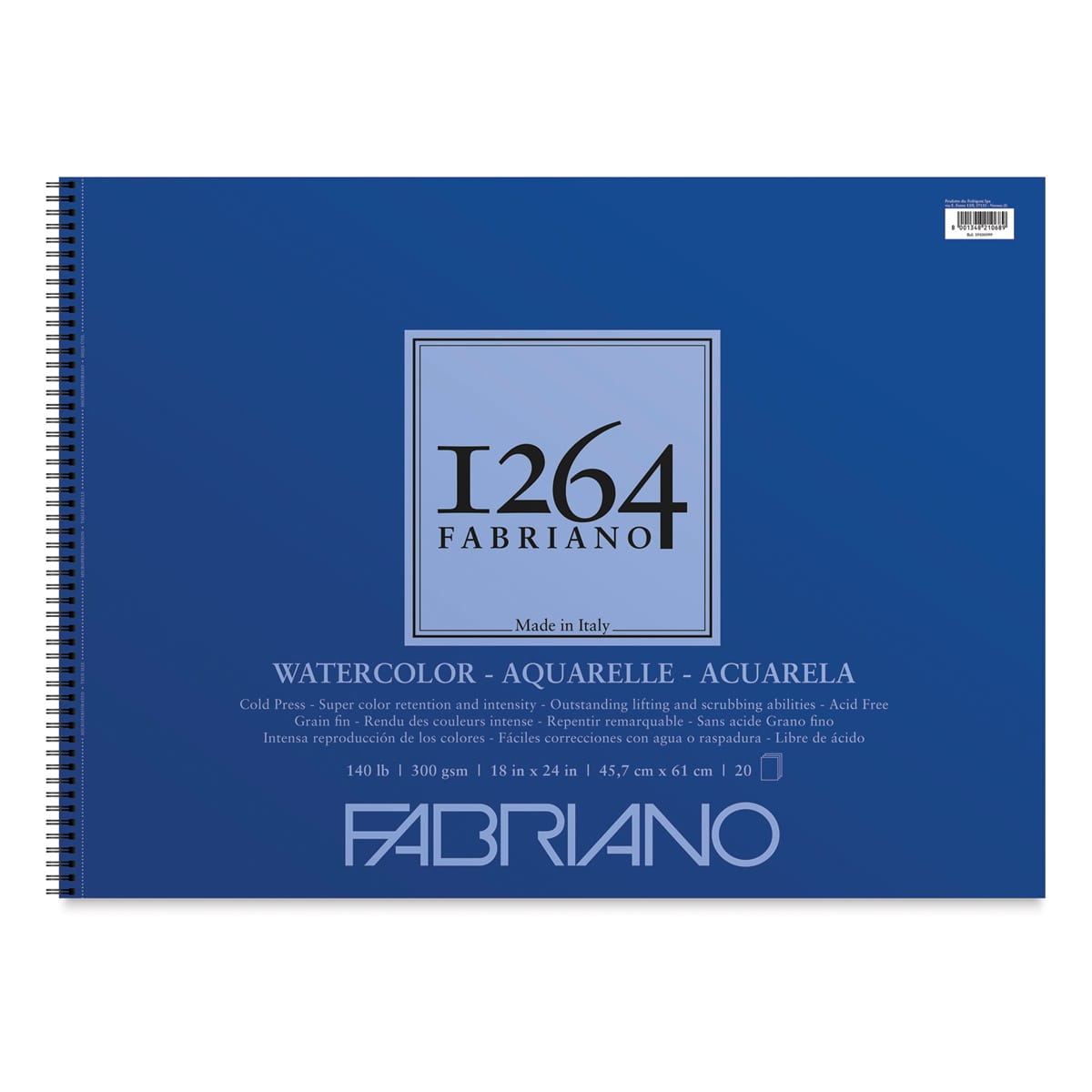 Fabriano 1264 Watercolor Pad, 18" x 24", Spiral, 20 Sheets, Portrait Fabriano 1264 Watercolor Pad, 18" x 24", Spiral, 20 Sheets, Portrait