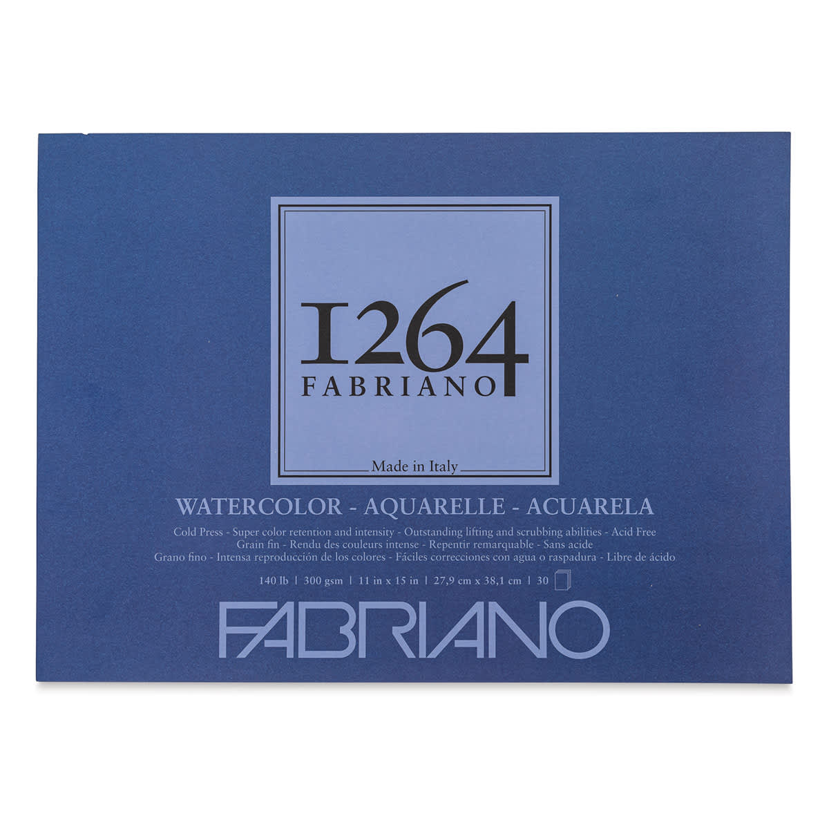 Fabriano 1264 Watercolor Pad, 11" x 15", Glue Bound, 30 Sheets, Landscape Fabriano 1264 Watercolor Pad, 11" x 15", Glue Bound, 30 Sheets, Landscape