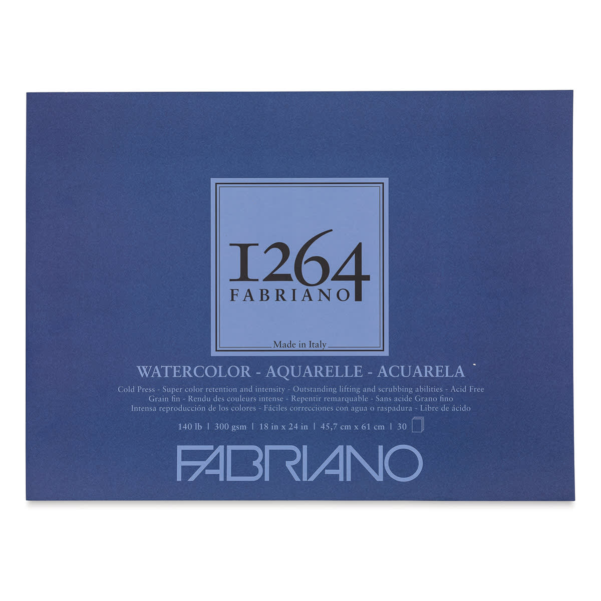 Fabriano 1264 Watercolor Pad, 18" x 24", Glue Bound, 30 Sheets, Landscape Fabriano 1264 Watercolor Pad, 18" x 24", Glue Bound, 30 Sheets, Landscape