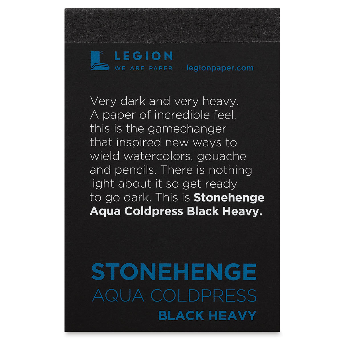 Legion Stonehenge Aqua Black Heavy Watercolor Mini Pad - 2-1/2" x 3-3/4", 5 sheets