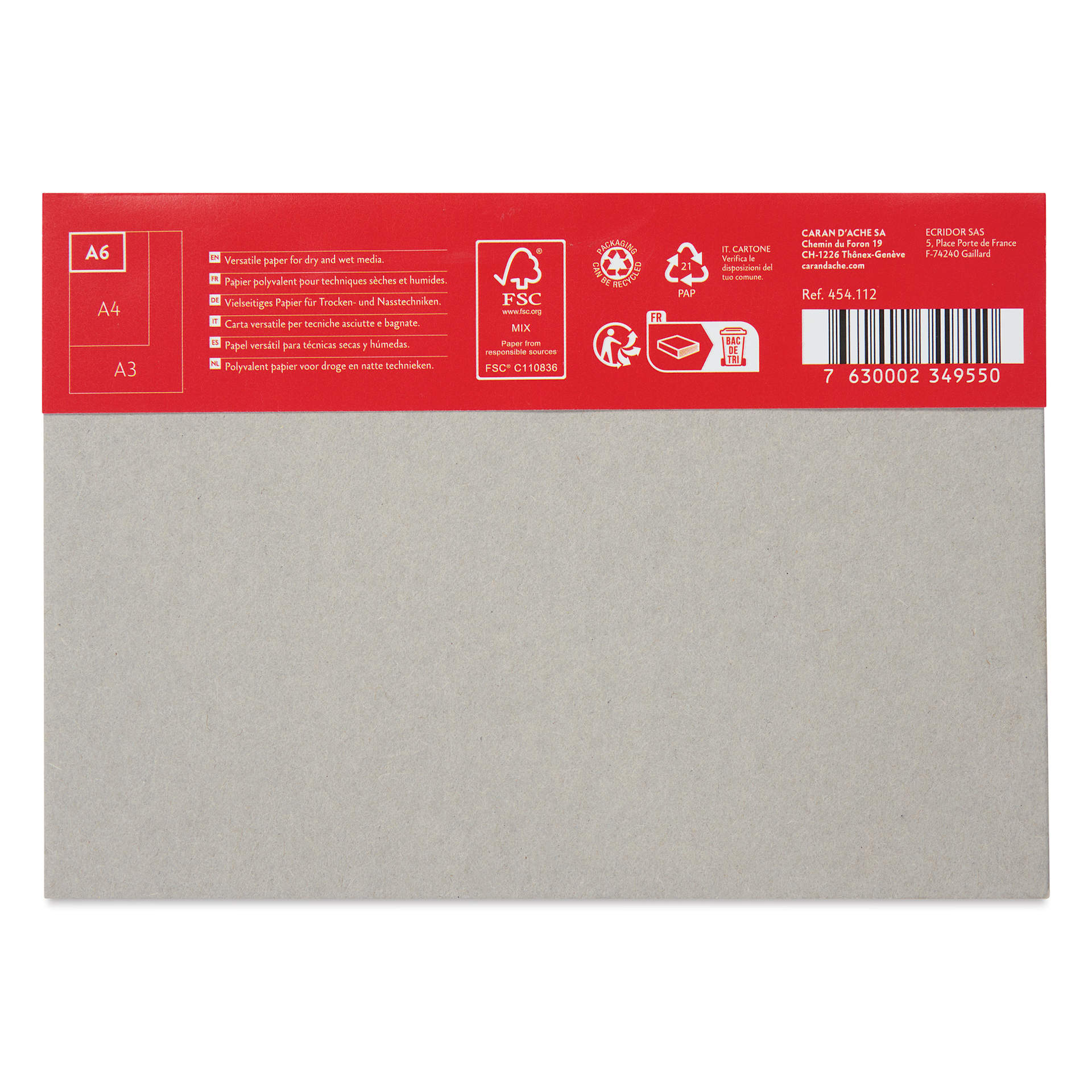 Caran d'Ache Mixed Media Postcards Pad, back cover