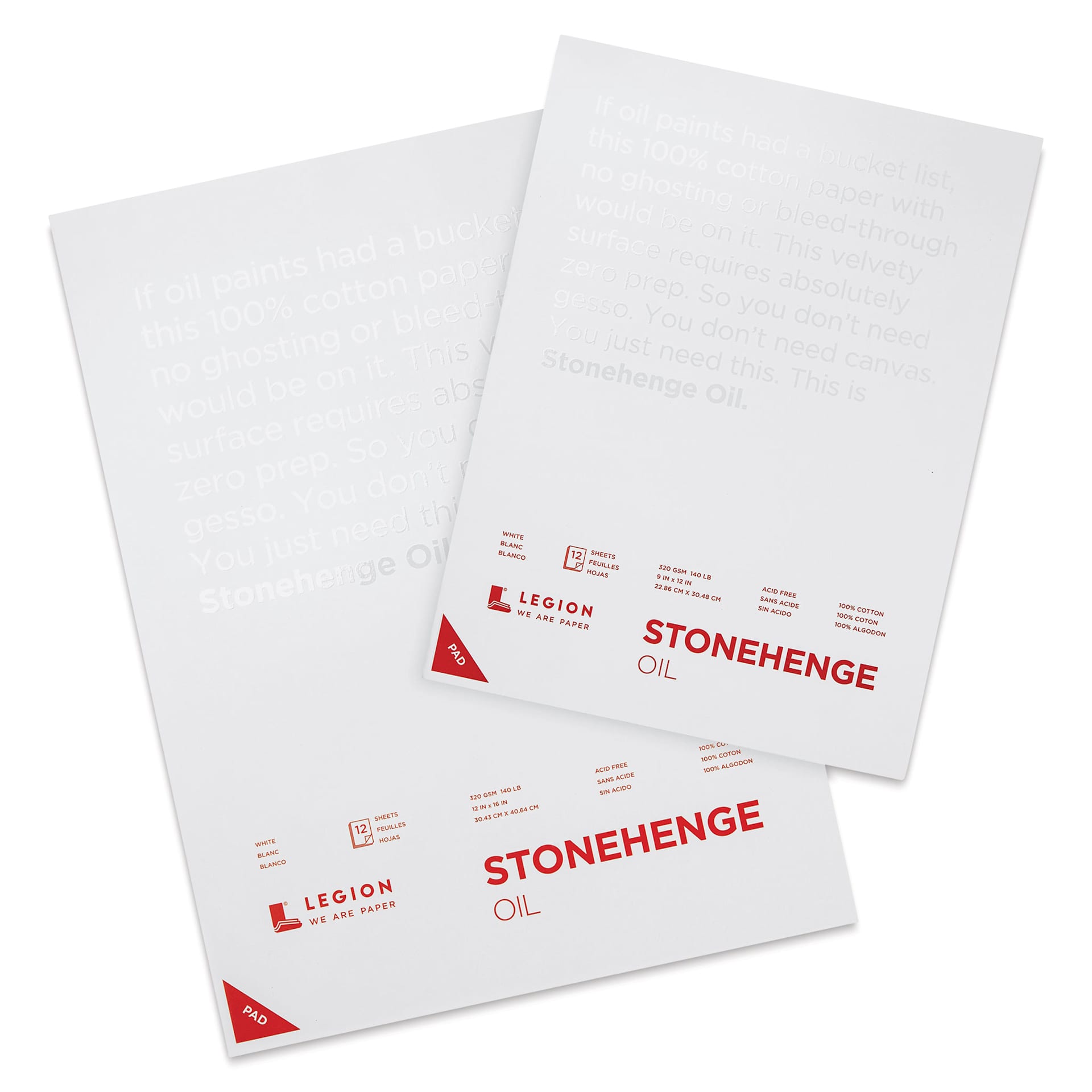 Legion Stonehenge Oil Pads in 9” x 12” and 12” x 16 Legion Stonehenge Oil Pads in 9” x 12” and 12” x 16
