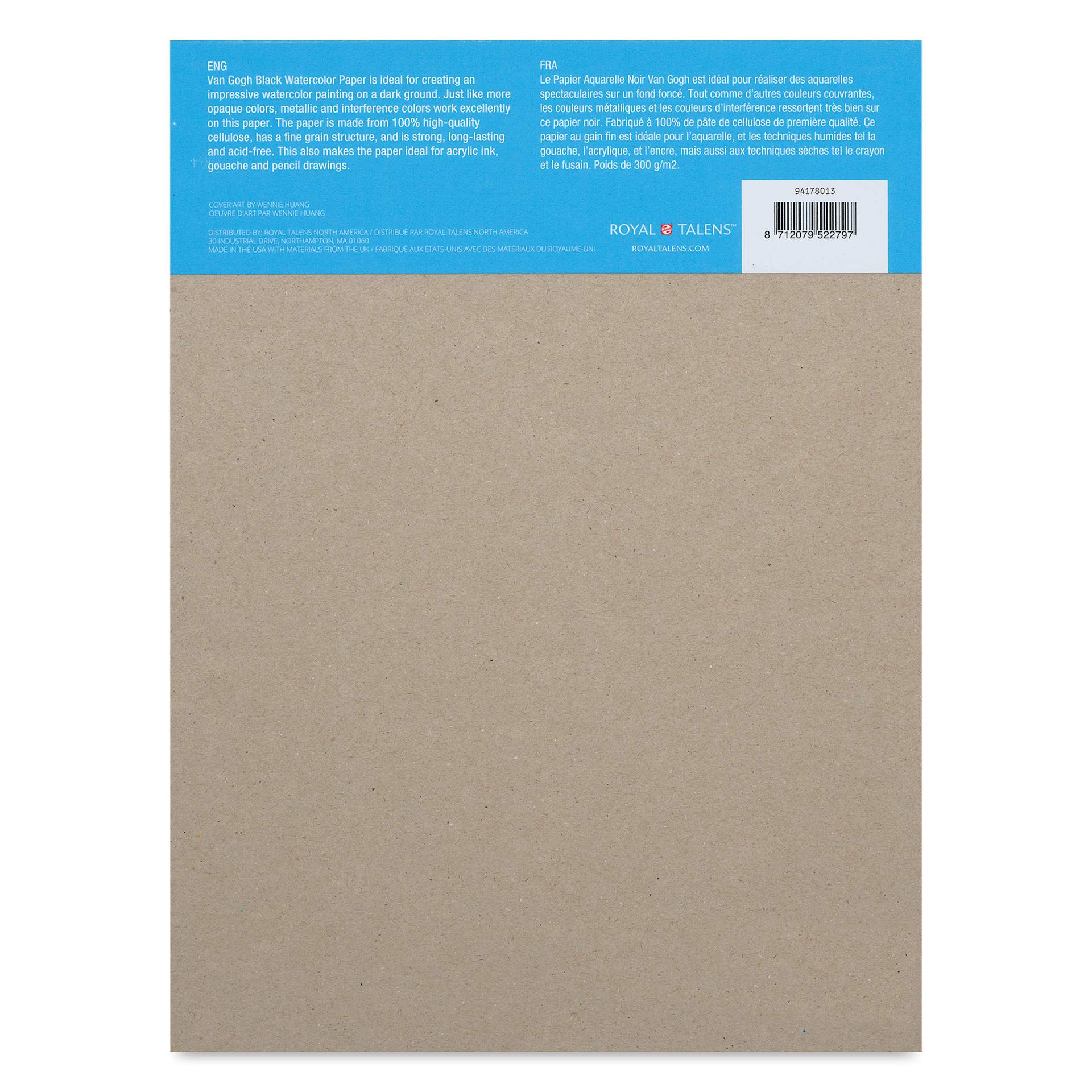 Van Gogh Black Watercolor Block - 9" x 12", back cover