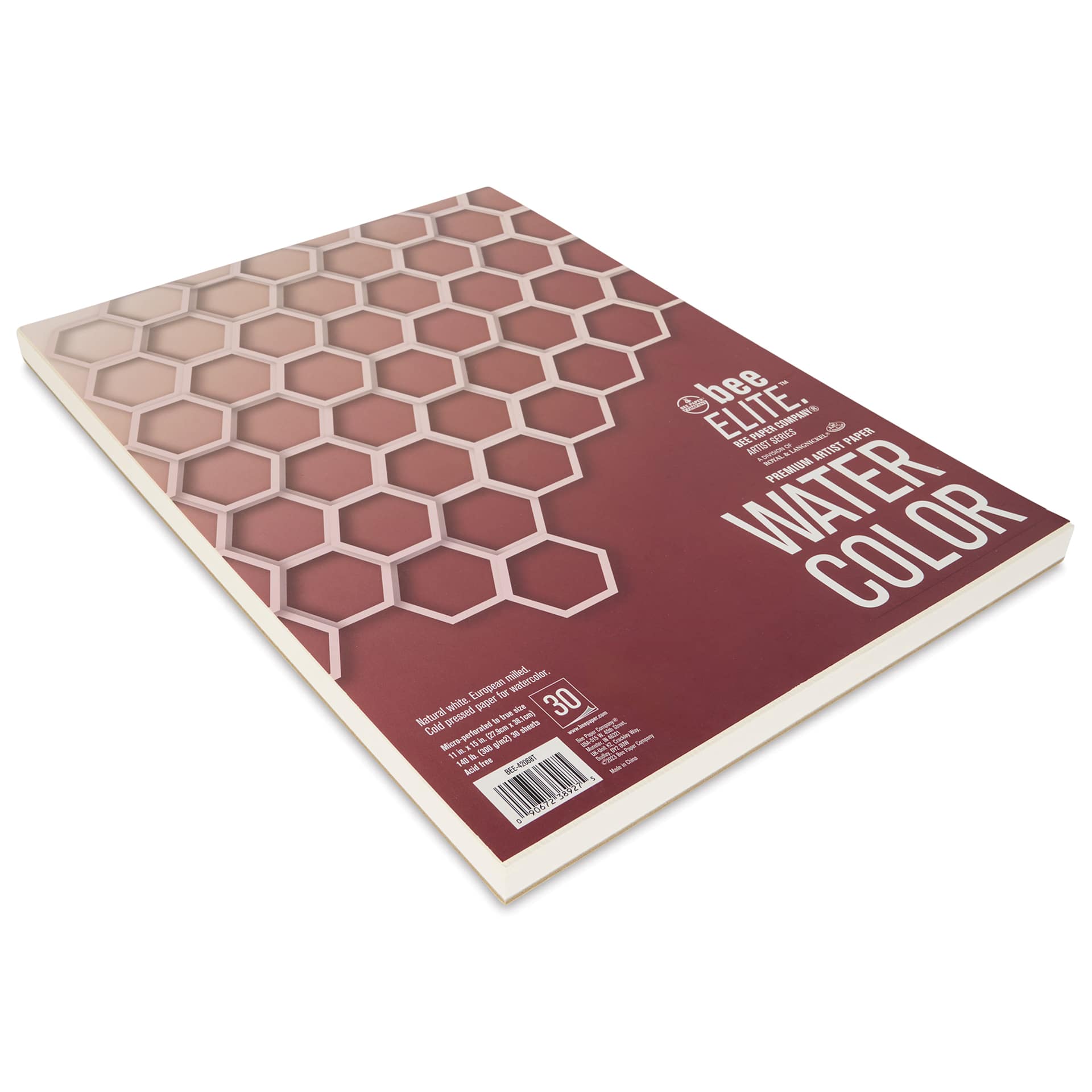 Bee Elite Watercolor Pad - 11" x 15", 30 Sheets, 140 lb, Tape Bound, front