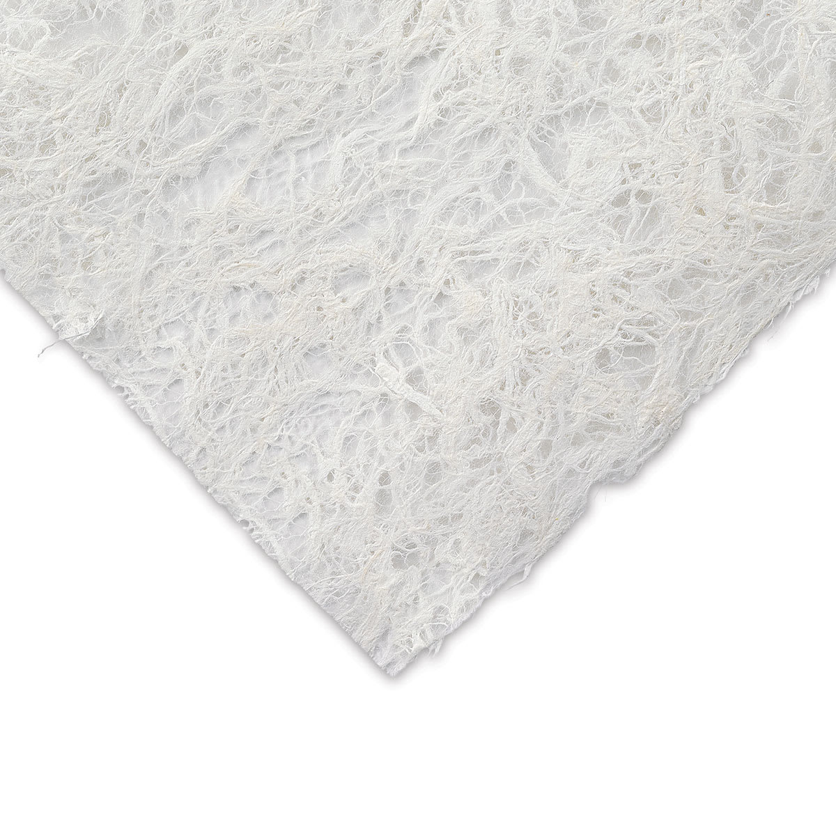 Black Ink Thai Kozo Paper - Closeup of corner of Natural White Kozo to show texture and color
