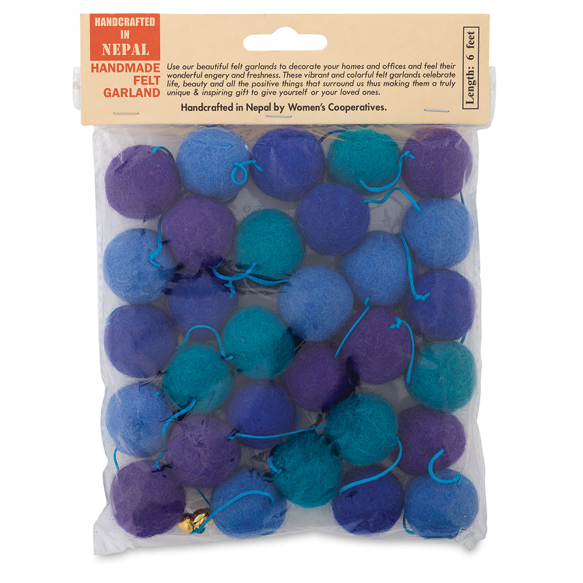 Giftsland Felt Pom Pom Garlands - Front of Green and Blue Pom Pom Package