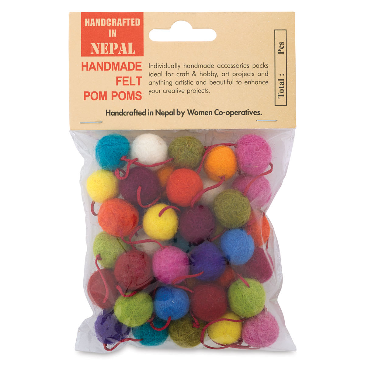 Giftsland Felt Pom Pom Garlands - Front of small Assorted Color Pom Pom Package