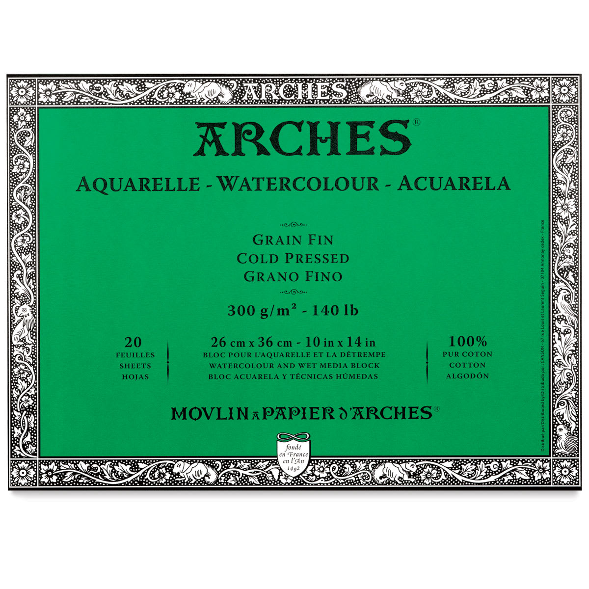 Arches Watercolor Block - 10" x 14", Cold Press, 20 Sheets