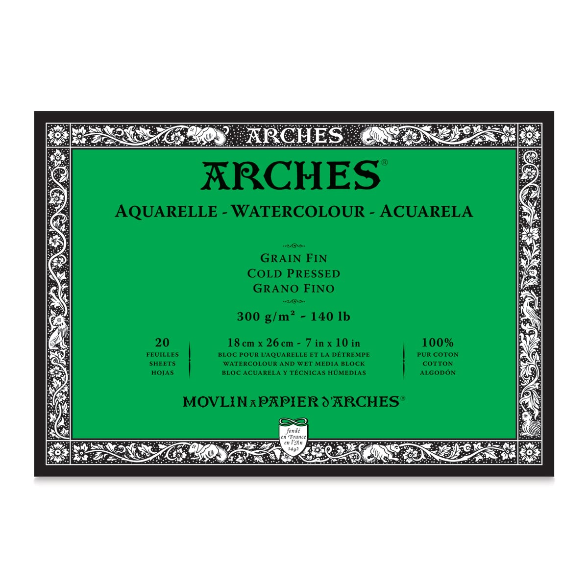 Arches Watercolor Block - 7" x 10", Cold Press, 20 Sheets