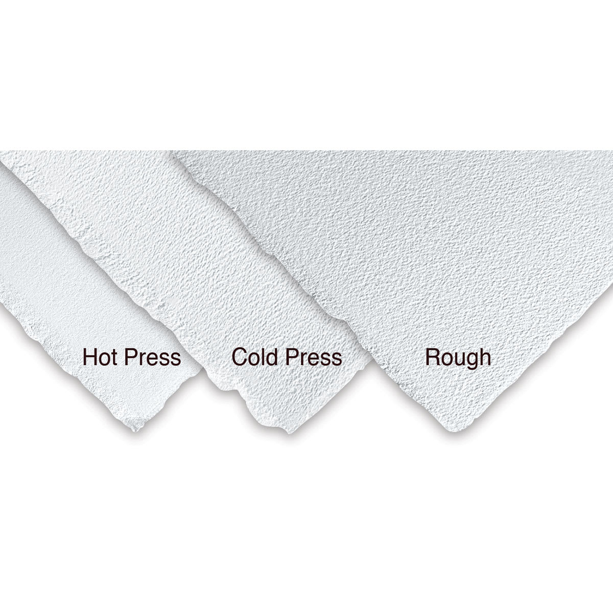 Arches Bright White Watercolor Paper. Hot Press, Cold Press and Rough. Corner of sheets.