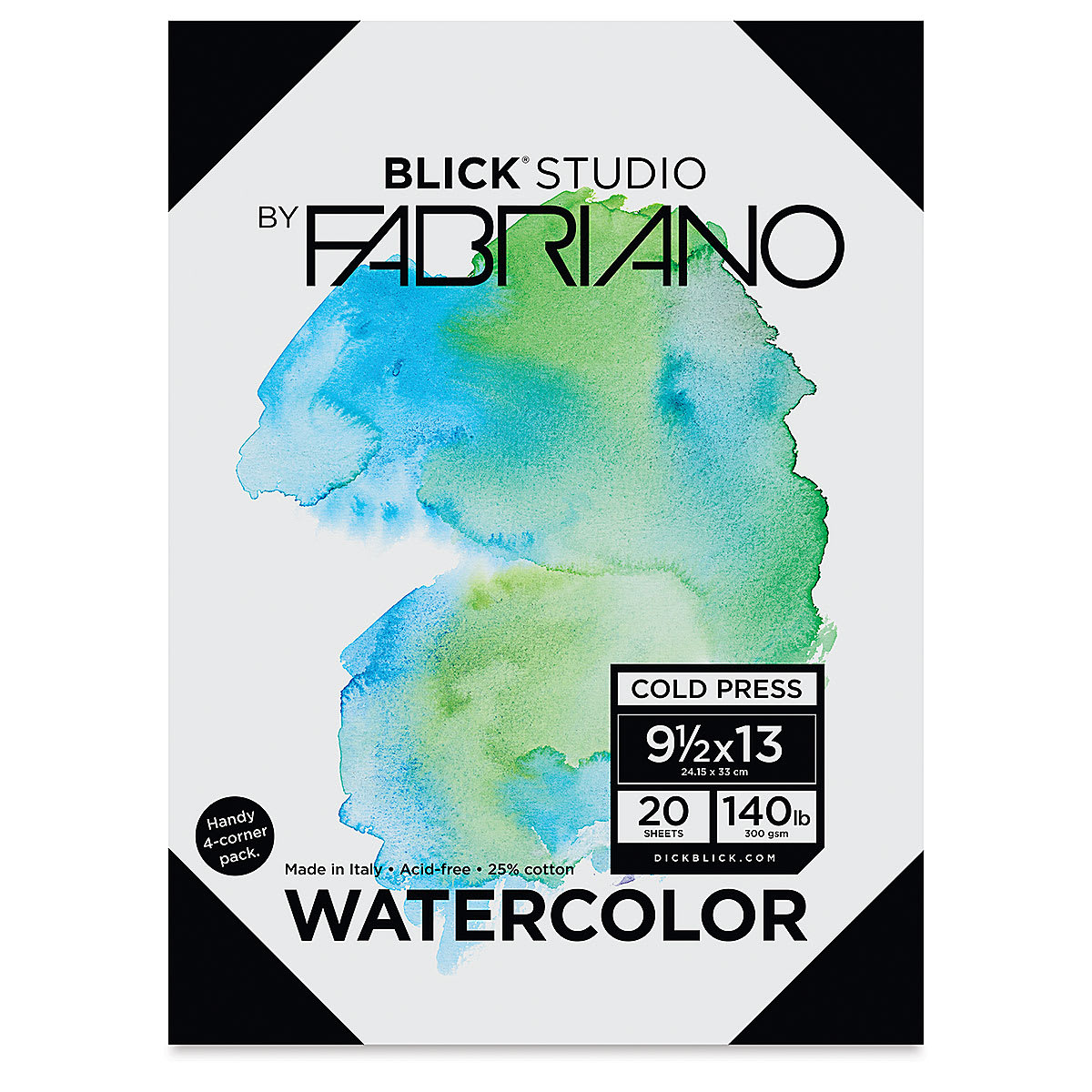 Watercolor Paper, Pkg of 20 Sheets Cold Press 140lb Front of Package
Watercolor Paper, Pkg of 20 Sheets Cold Press 140lb Front of Package