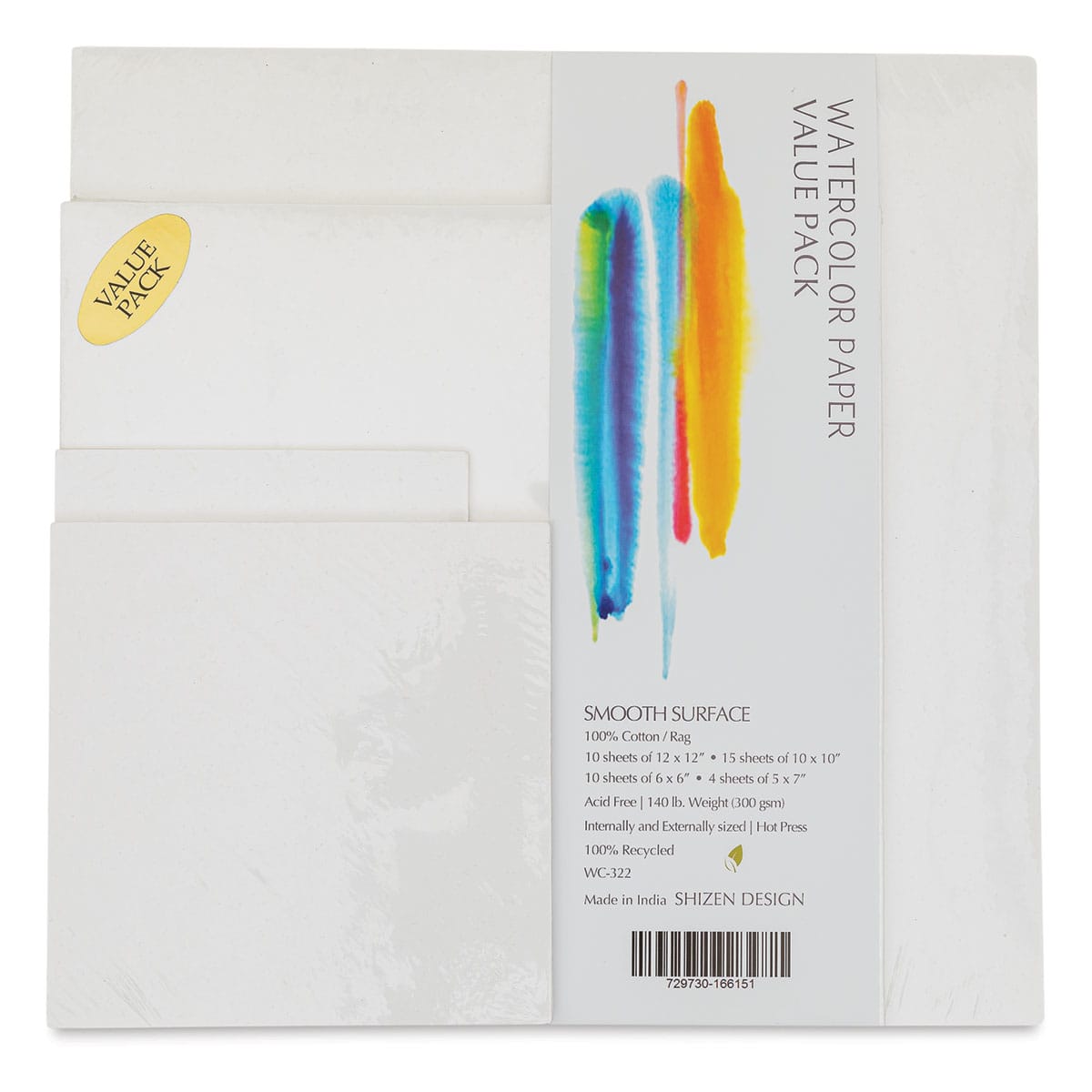 Shizen Professional Watercolor Paper Value Package - 39 assorted sizes of Hot Press sheets shown Shizen Professional Watercolor Paper Value Package - 39 assorted sizes of Hot Press sheets shown