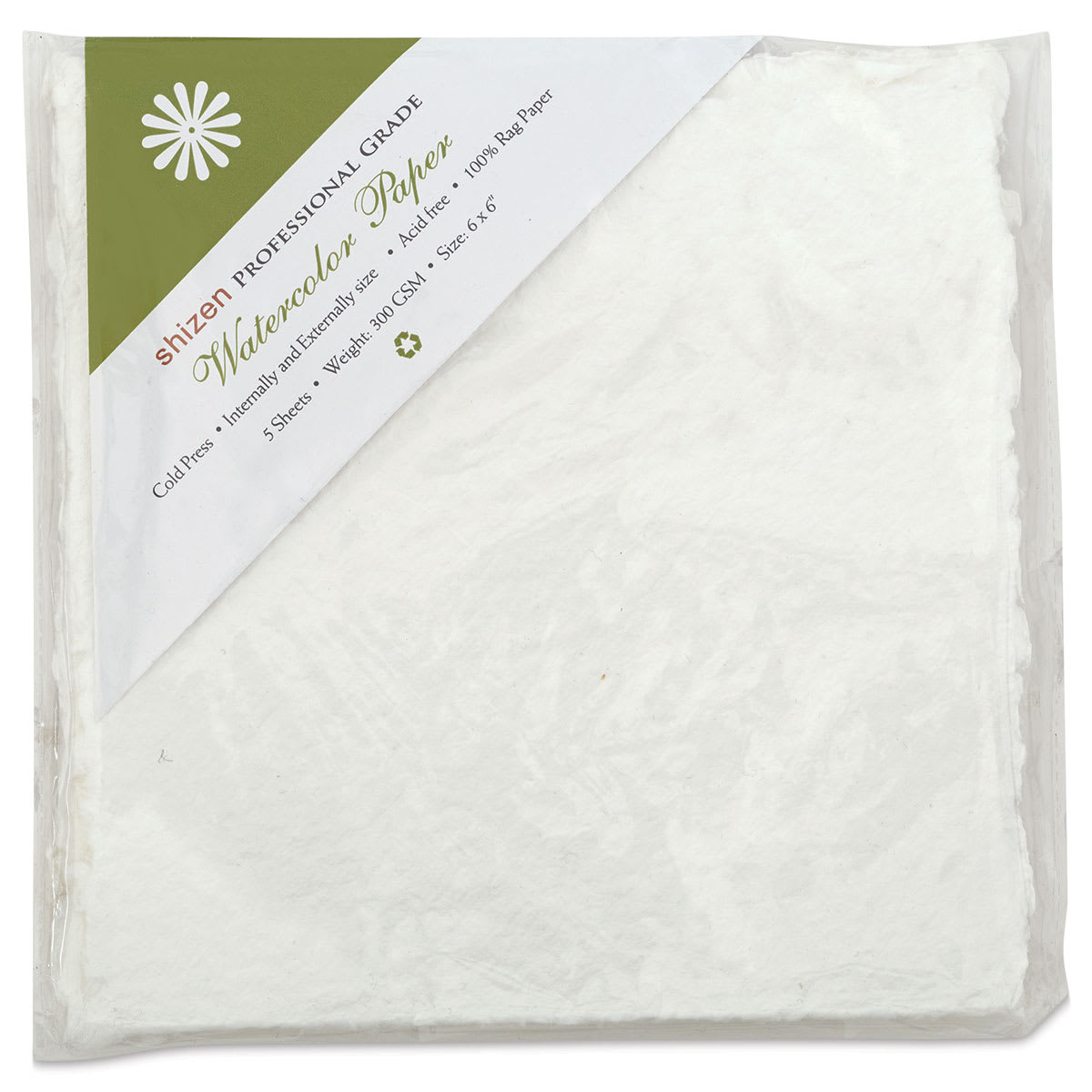 Shizen Professional Watercolor Paper - 6" x 6", Cold Press/Rough, Pkg of 5 Sheets Shizen Professional Watercolor Paper - 6" x 6", Cold Press/Rough, Pkg of 5 Sheets