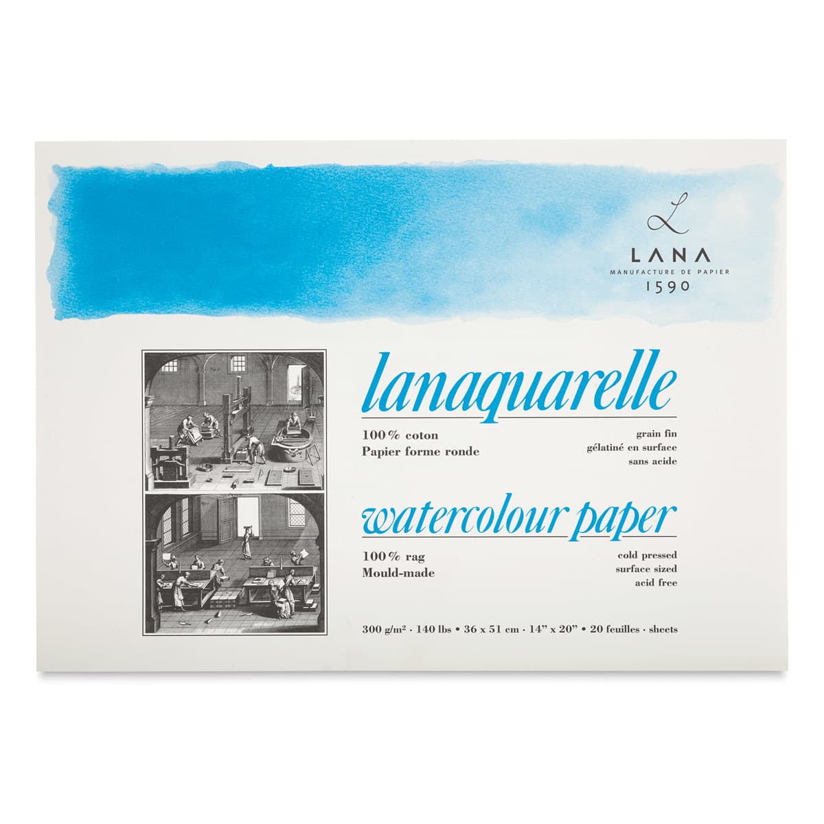 Lanaquarelle Watercolor Block - 14" x 20", Cold Press, 20 Sheets - front