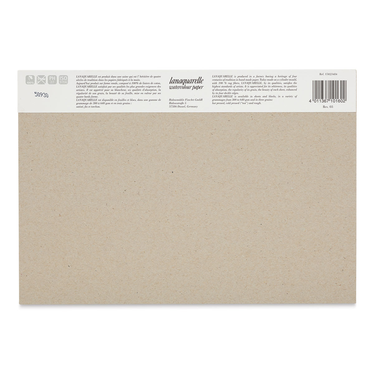 Lanaquarelle Watercolor Block - 7" x 10", Cold Press, 20 Sheets - back