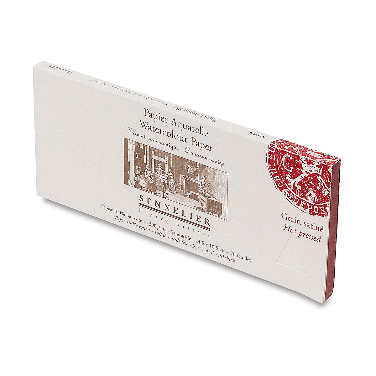 Sennelier Watercolor Block - 9 1/2" x 4 1/2", Hot Press, 20 Sheets
