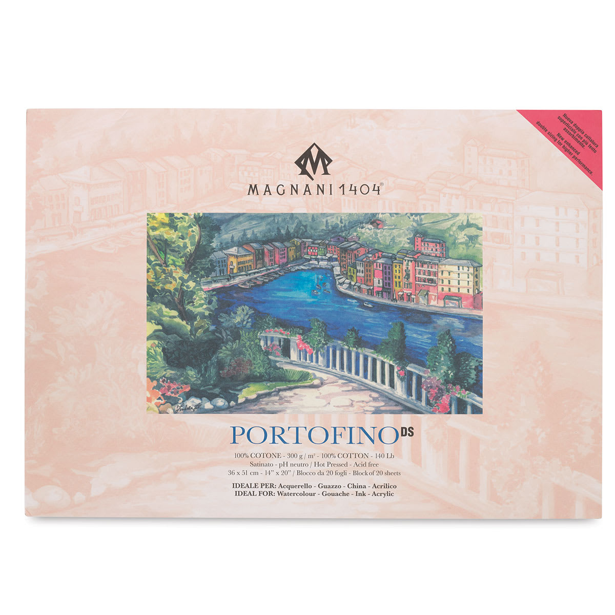 Acquerello Portofino Watercolor Blocks - Front cover of 14" x 20" Pad of 20 Sheets
