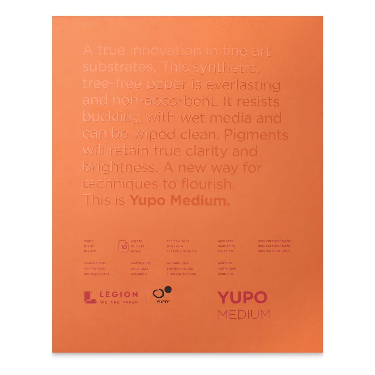 Yupo Synthetic Paper Pad - 11" x 14", Bright White, 10 Sheets