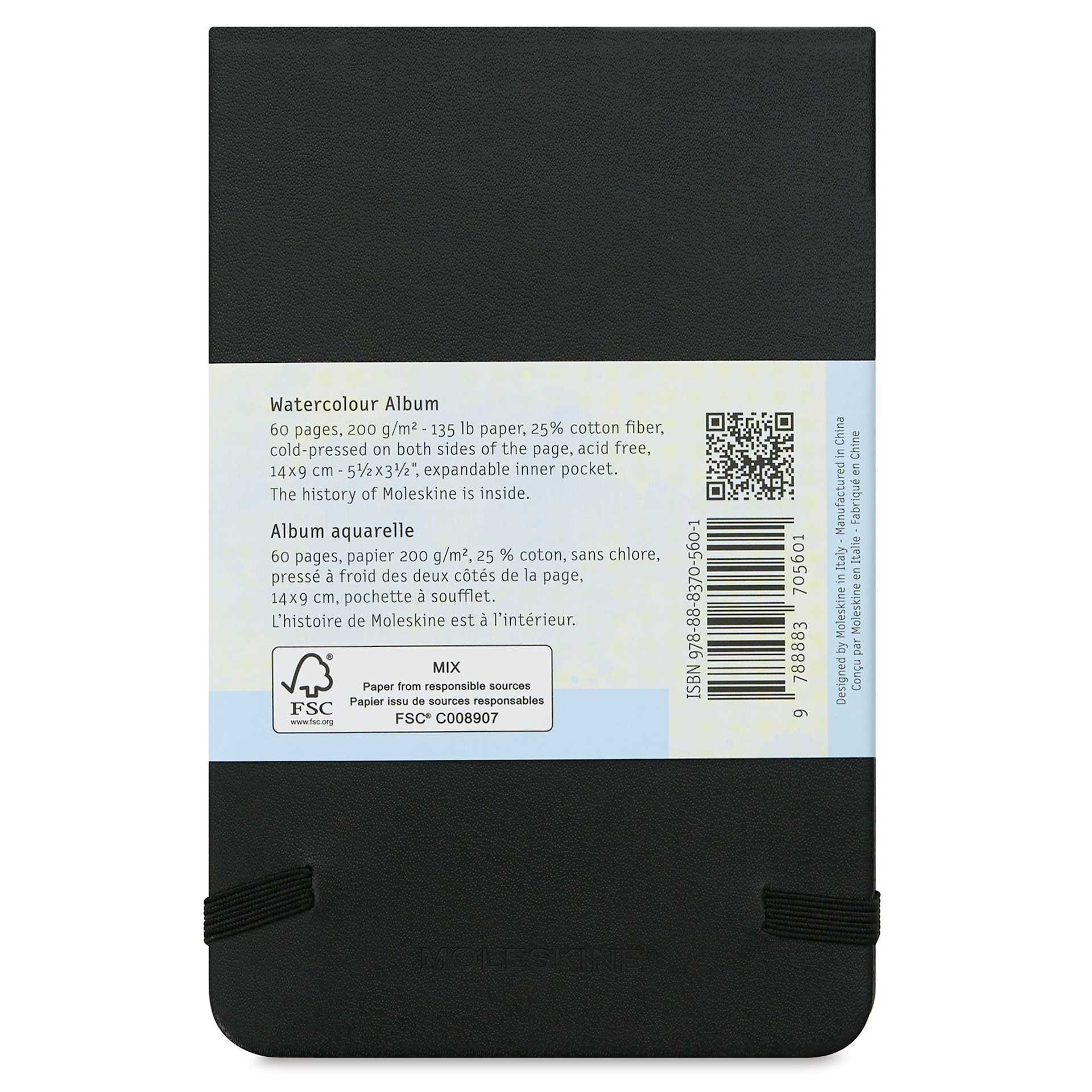 Moleskine Art Collection Watercolor Album - 3-1/2" x 5-1/2", Landscape, 60 Pages (back cover)