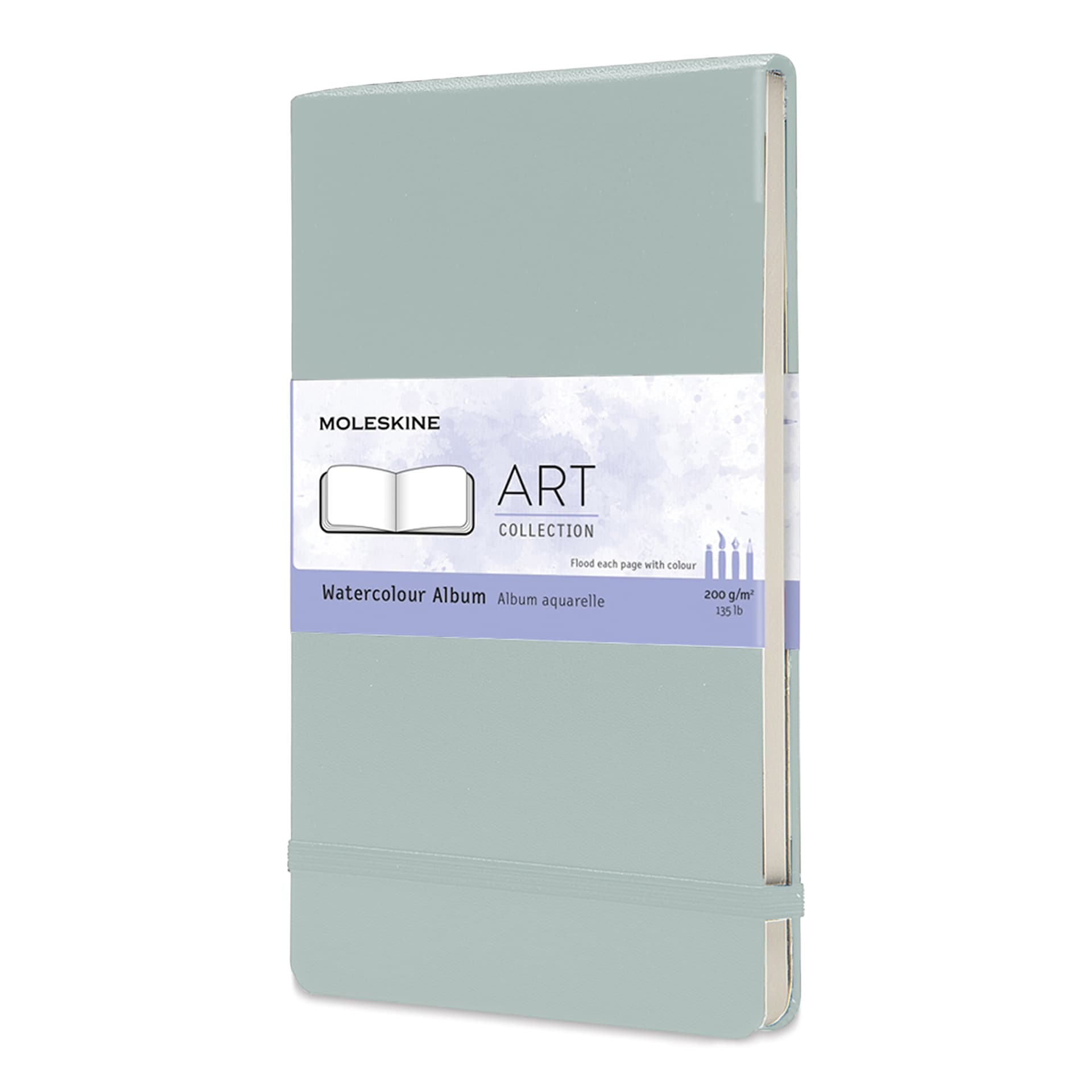Moleskine Art Collection Watercolor Album - 5" x 8-1/4", Landscape, 72 Pages, Sage, front cover