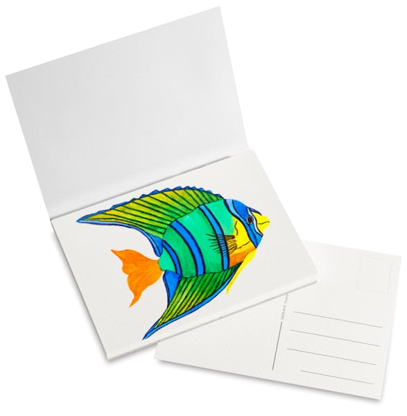 Fabriano Studio Watercolor Postcard Pad - Example of Fish Drawing